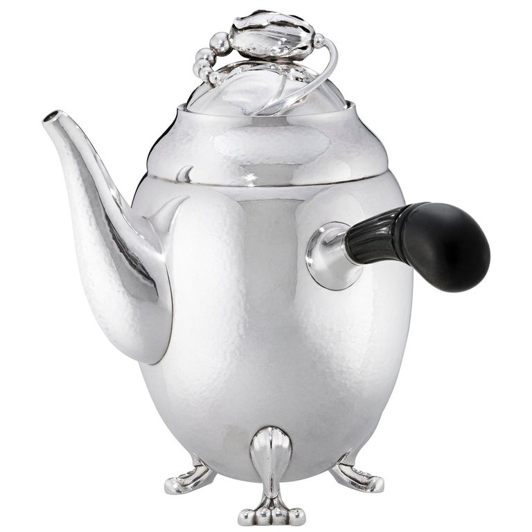 Georg Jensen 1017A Handcrafted Sterling Silver Coffee Pot in Ebony For Sale  at 1stDibs | georg jensen coffee pot