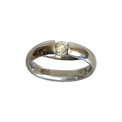 Georg Jensen 14 Karat 750 White Gold Centenary Ring with Brilliant Cut Diamond
