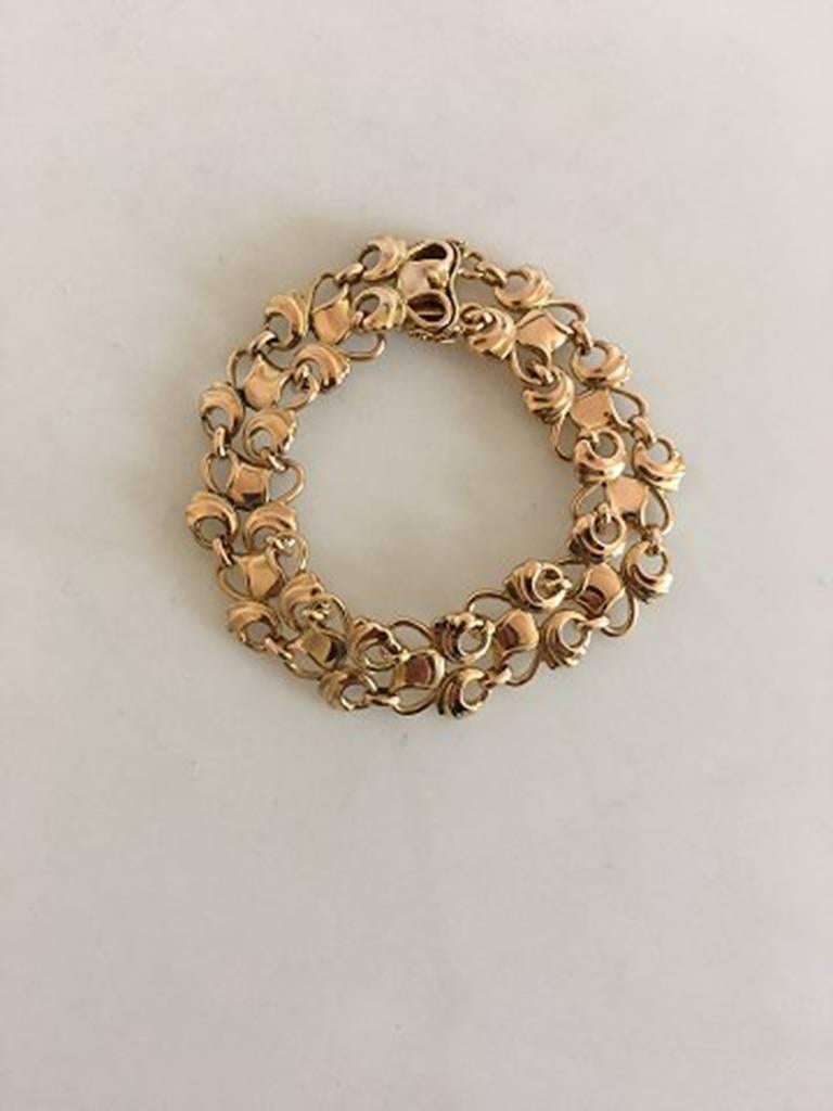 Art Nouveau Georg Jensen 14 Karat Gold Bracelet No 346 For Sale