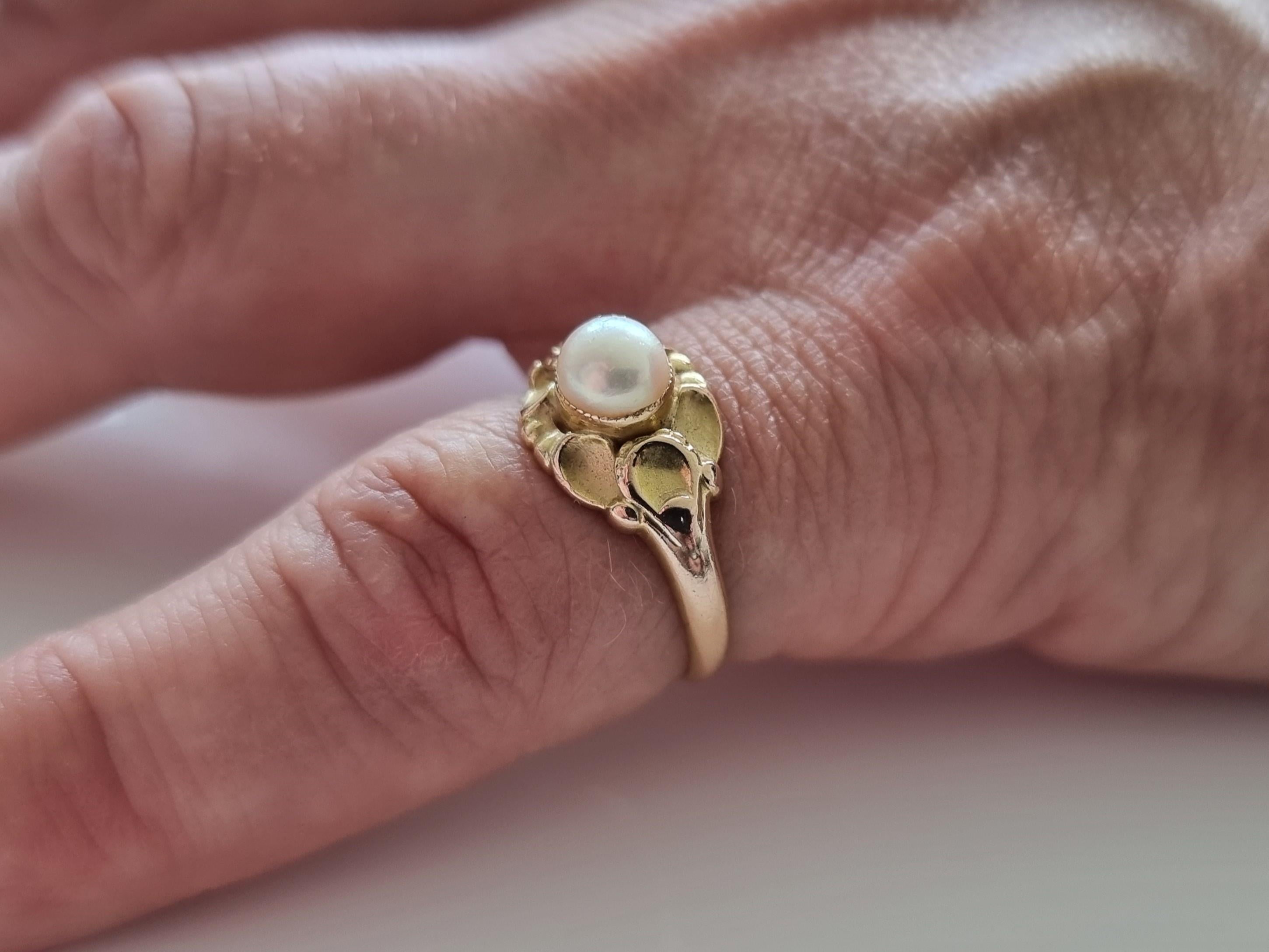 Georg Jensen 14ct Yellow Gold Pearl Ring, No. 272 For Sale 6