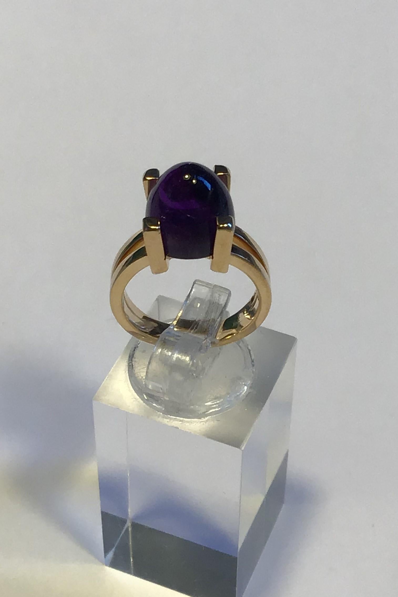 Georg Jensen 18 ct gold Ring with Amethyst Hallmarked GJ&W Ringsize 49/US 5  Weight 7.2 gr/0.25 oz 