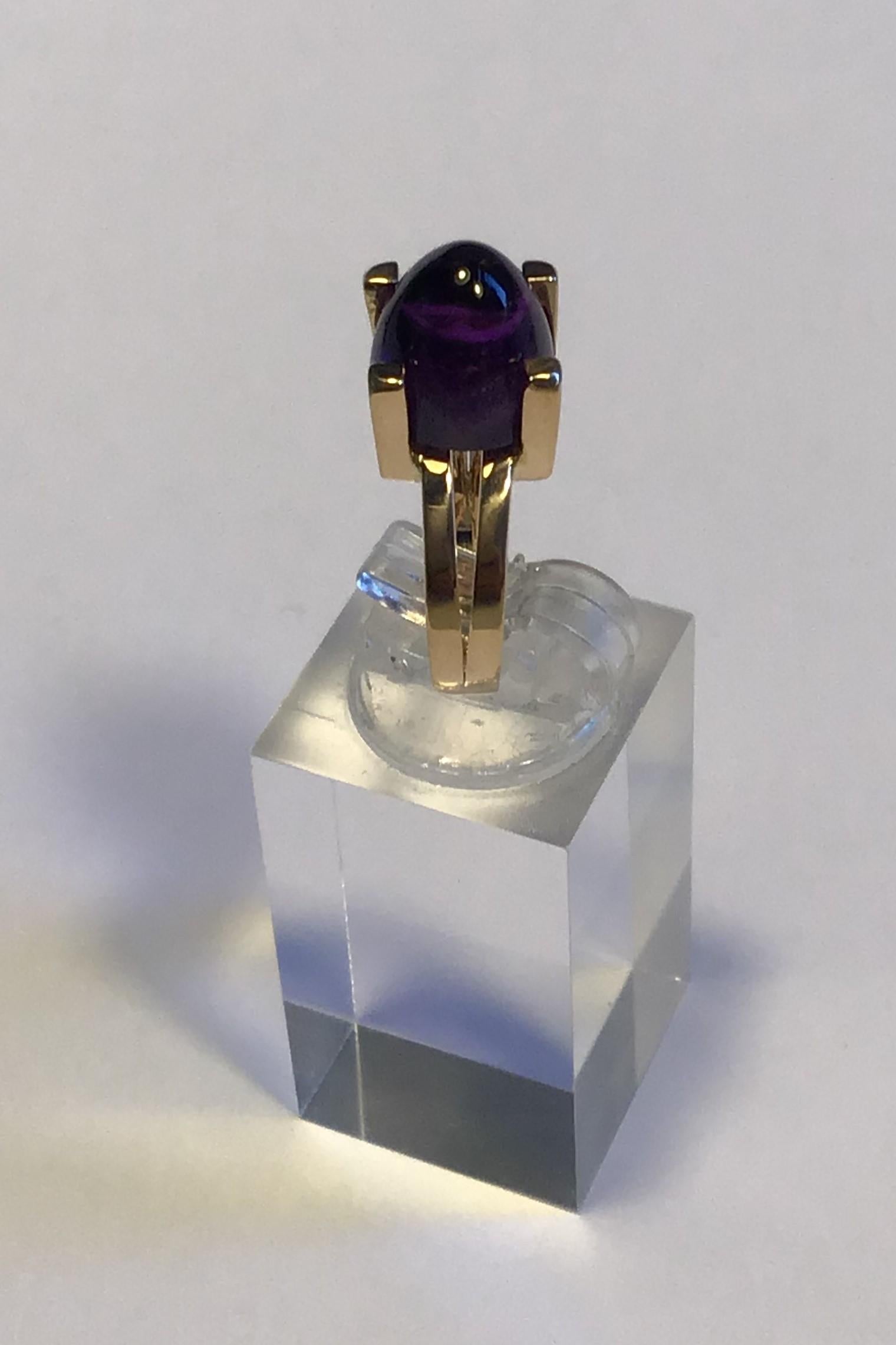 Modern Georg Jensen 18 Carat Gold Ring with Amethyst For Sale