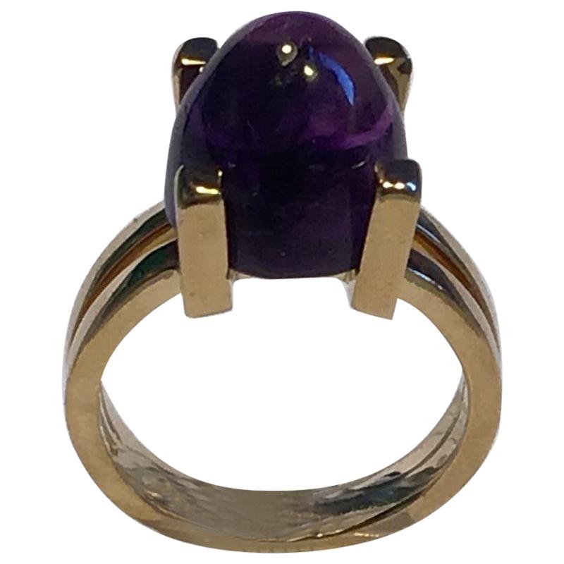 Georg Jensen 18 Carat Gold Ring with Amethyst For Sale