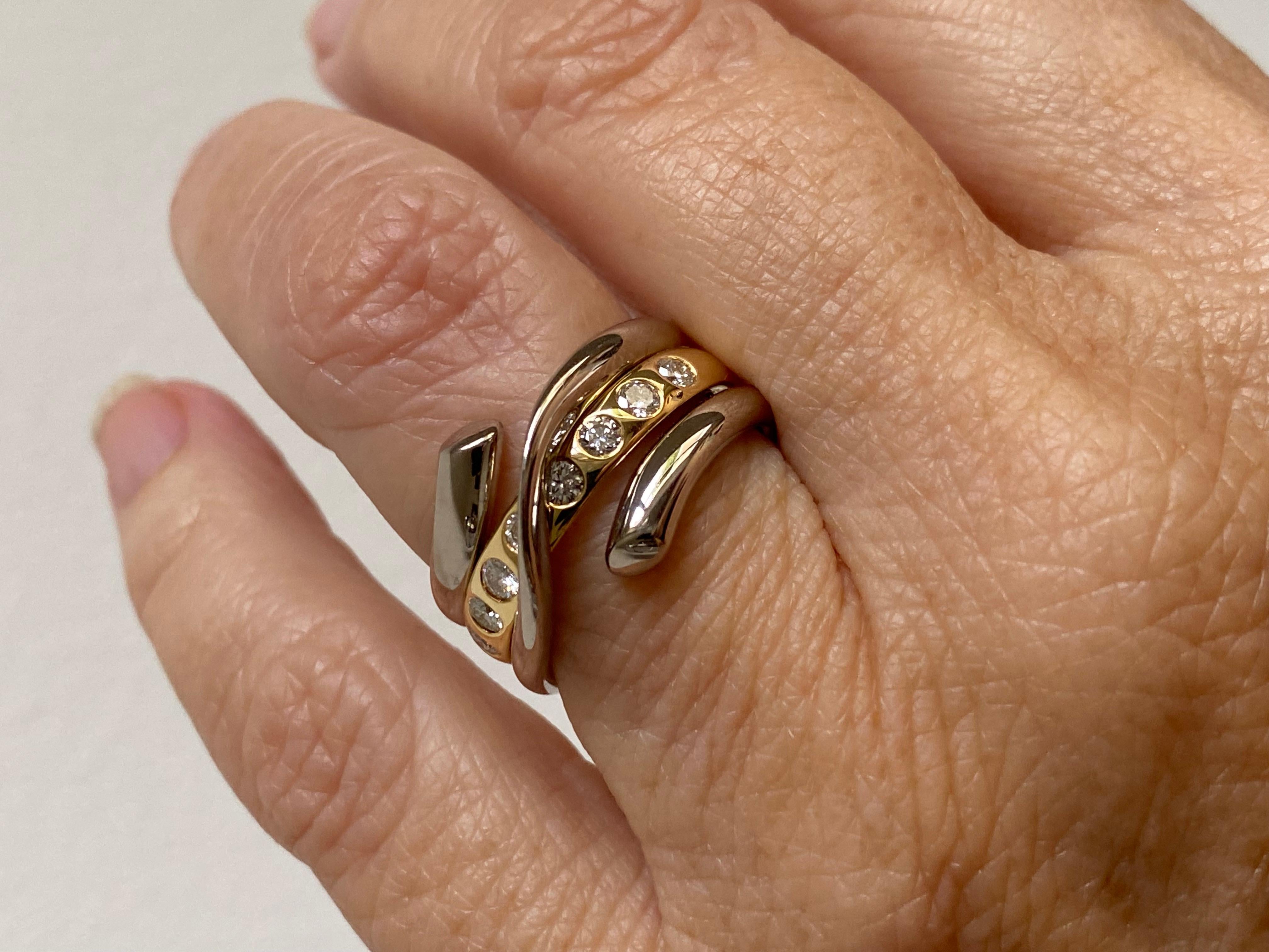 Women's Georg Jensen 18 Karat Gold & Brilliant Cut Diamond Ring For Sale