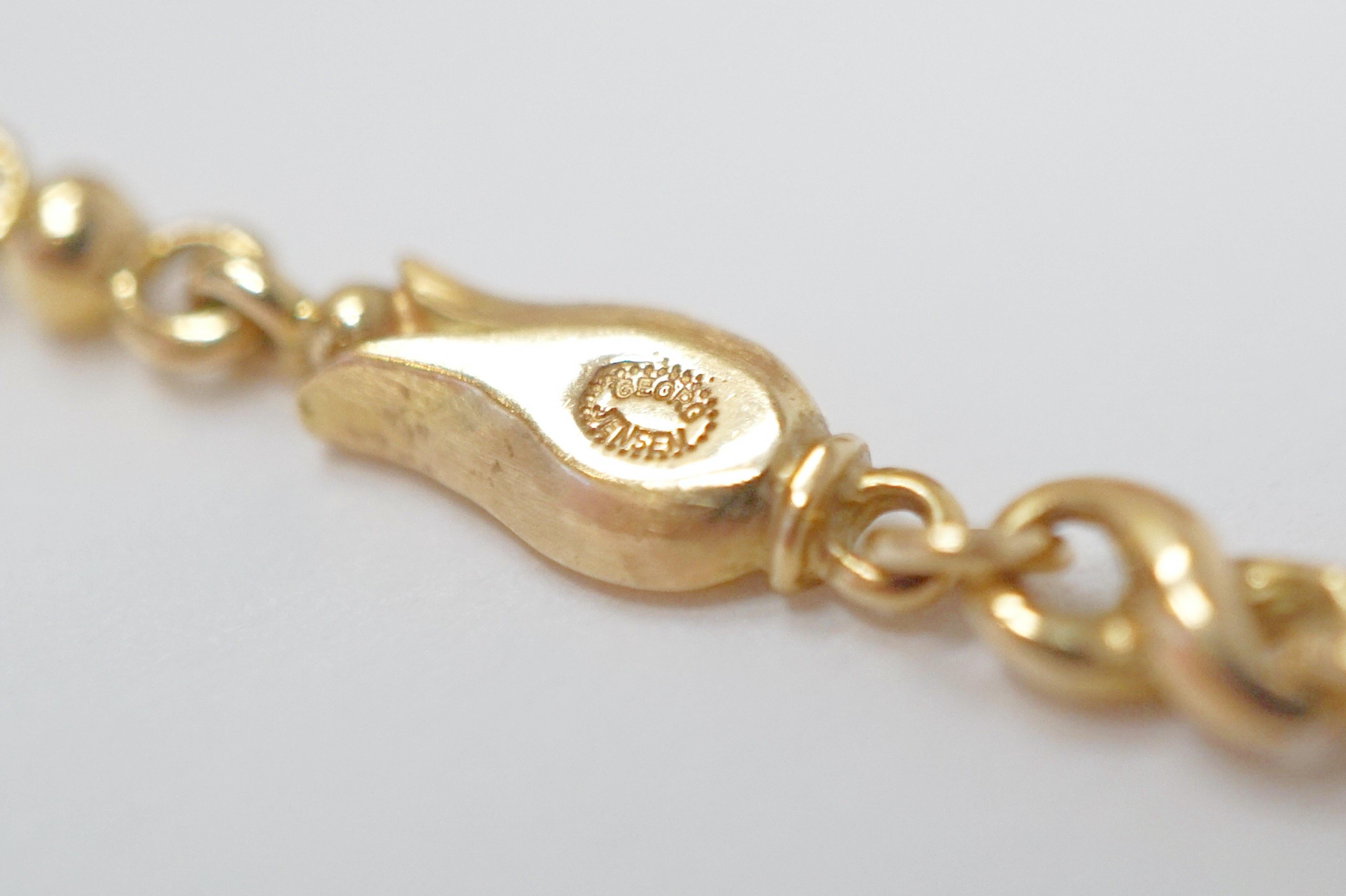 Georg Jensen 18 Karat Gold Necklace and Bracelet Set, Signed In Excellent Condition In McKinney, TX