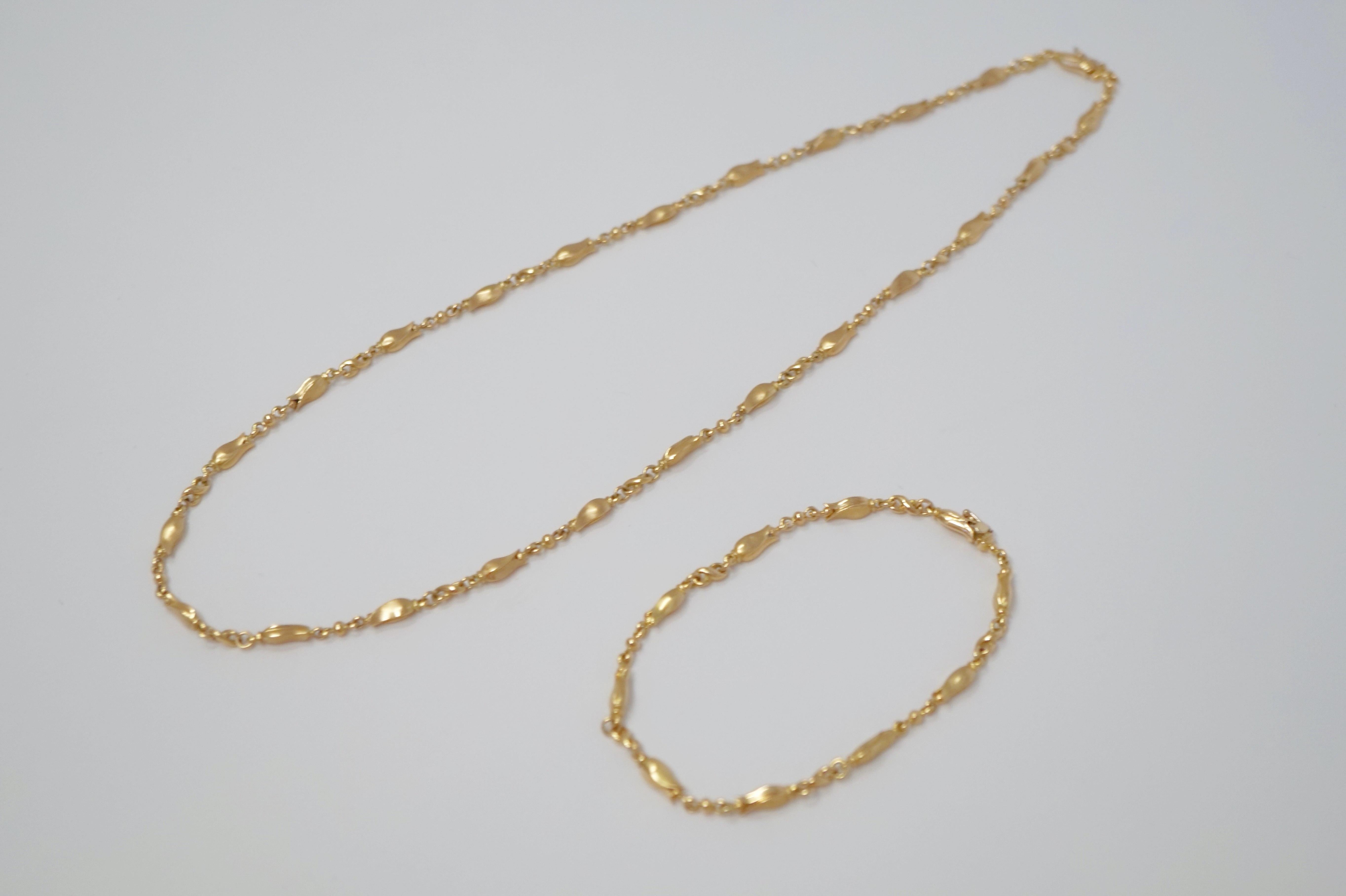 Women's Georg Jensen 18 Karat Gold Necklace and Bracelet Set, Signed
