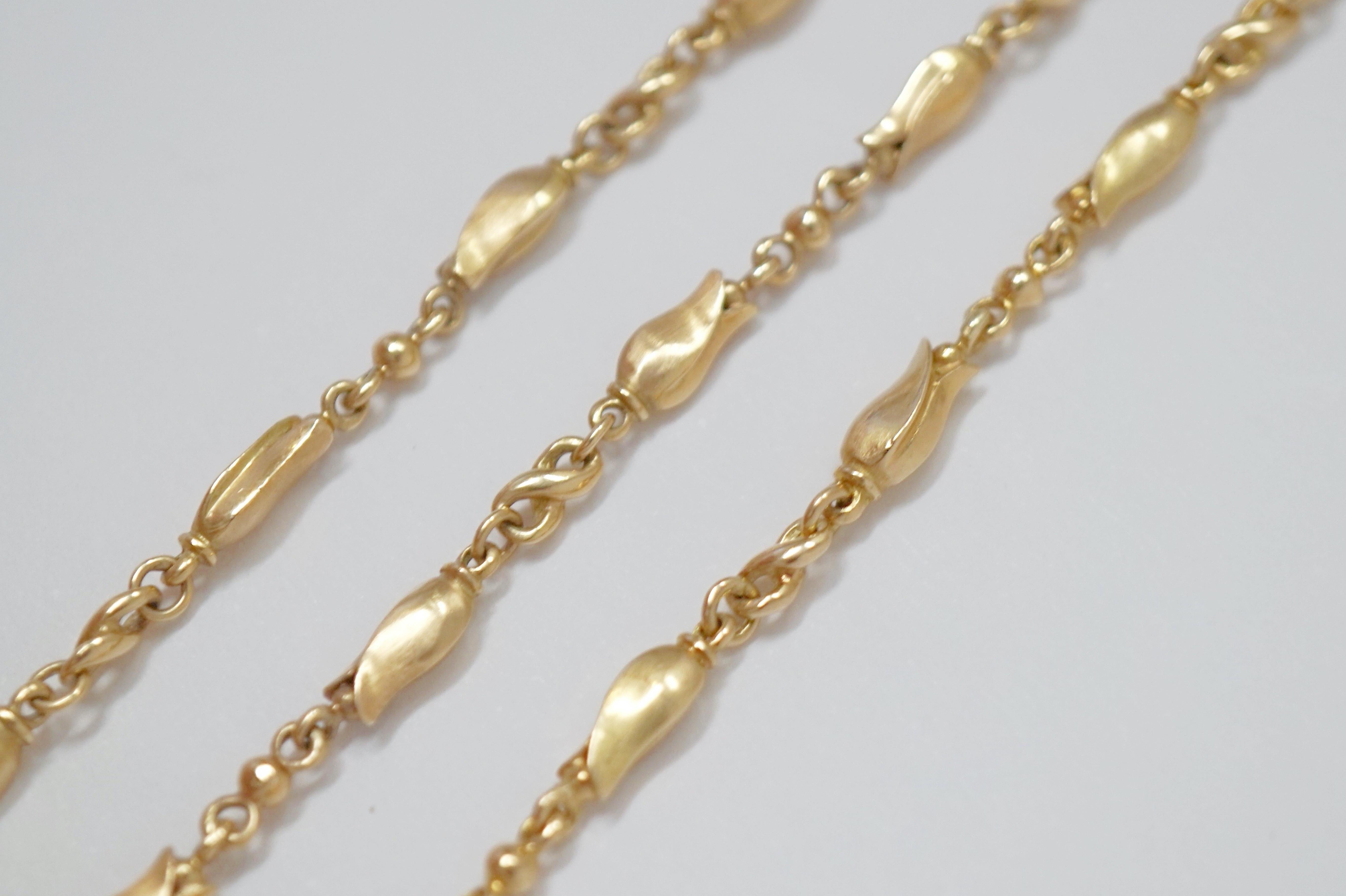 Art Nouveau Georg Jensen 18 Karat Gold Necklace and Bracelet Set, Signed