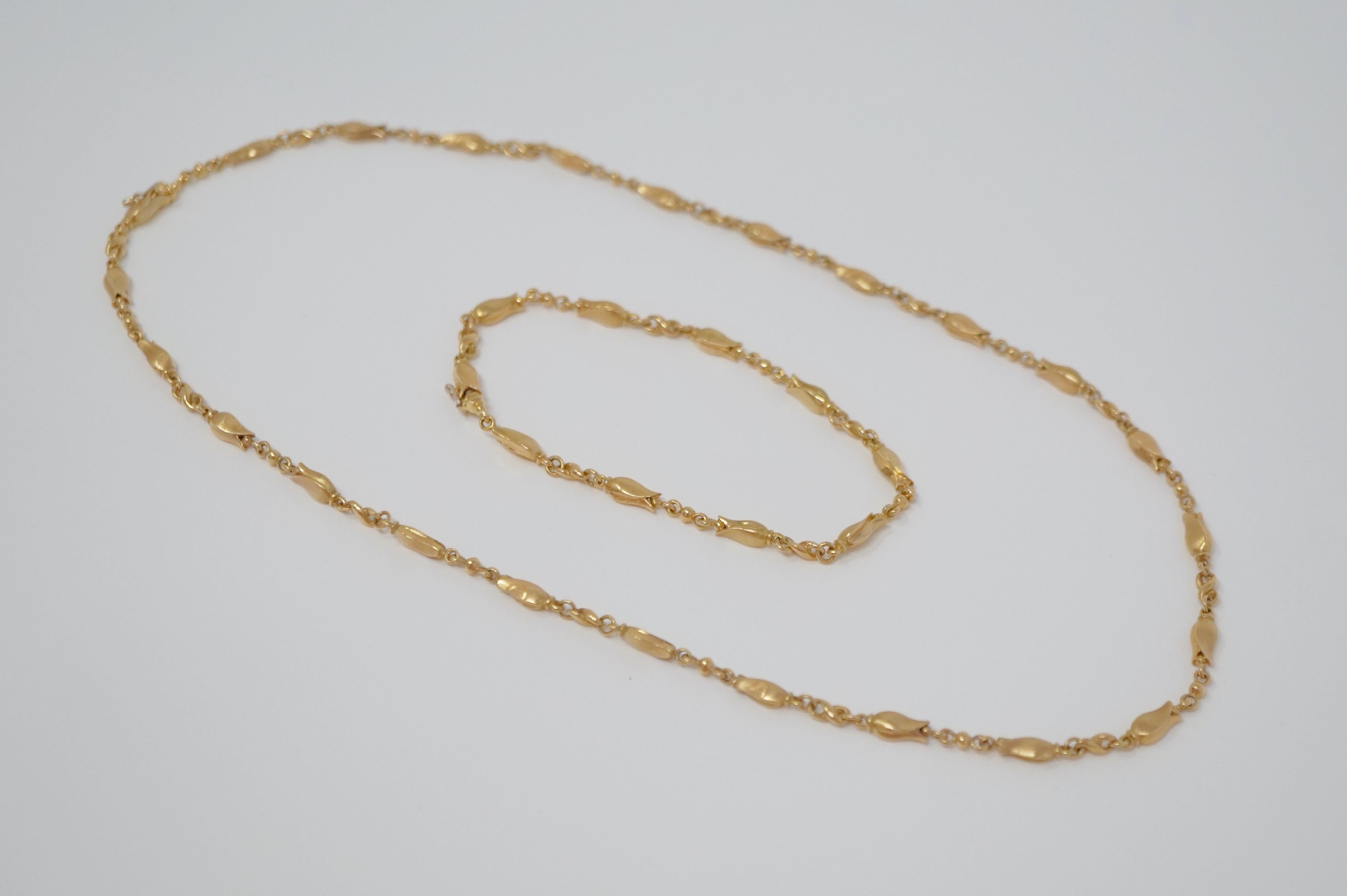 Georg Jensen 18 Karat Gold Necklace and Bracelet Set, Signed 5