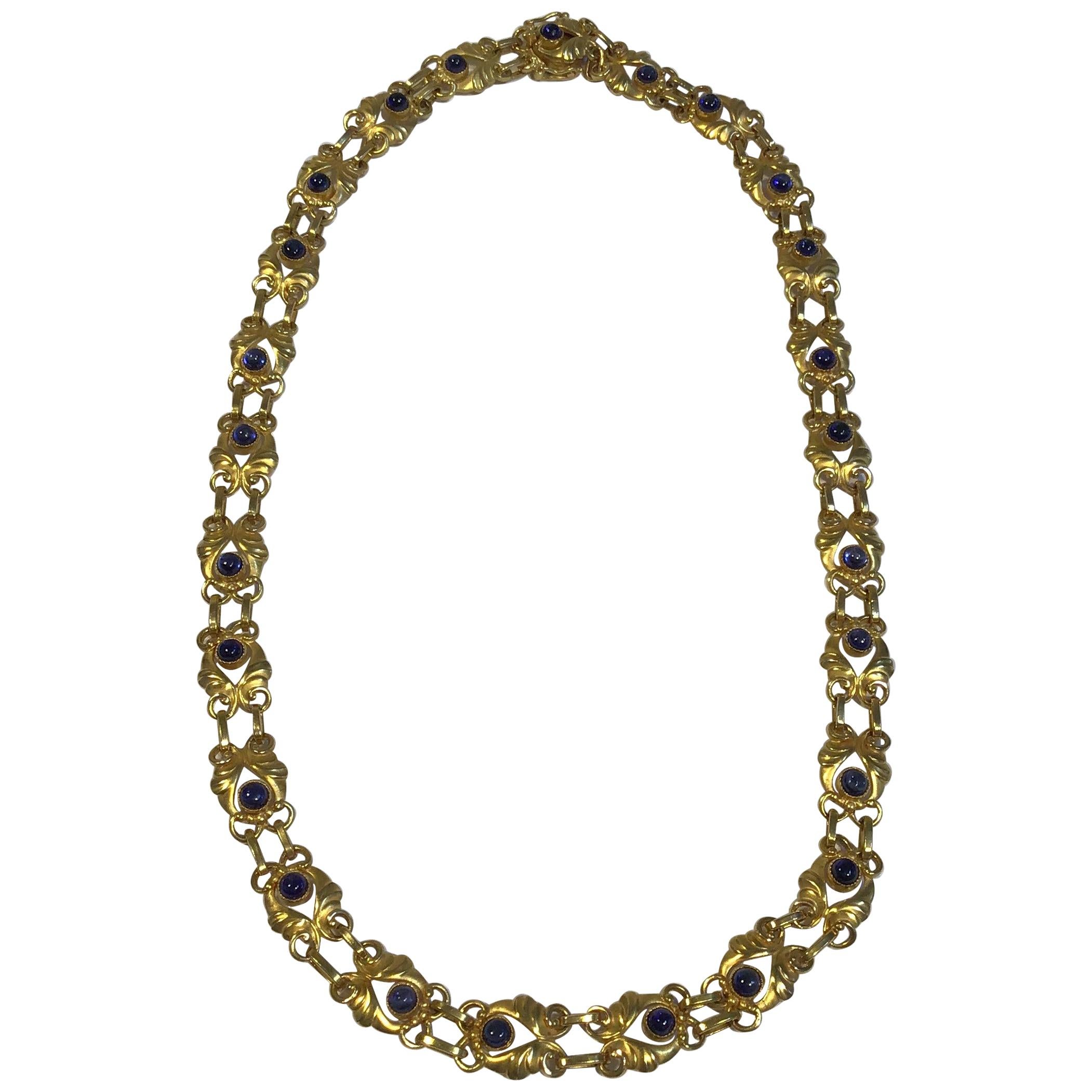Georg Jensen 18 Karat Gold Necklace with Saphires No 249 For Sale