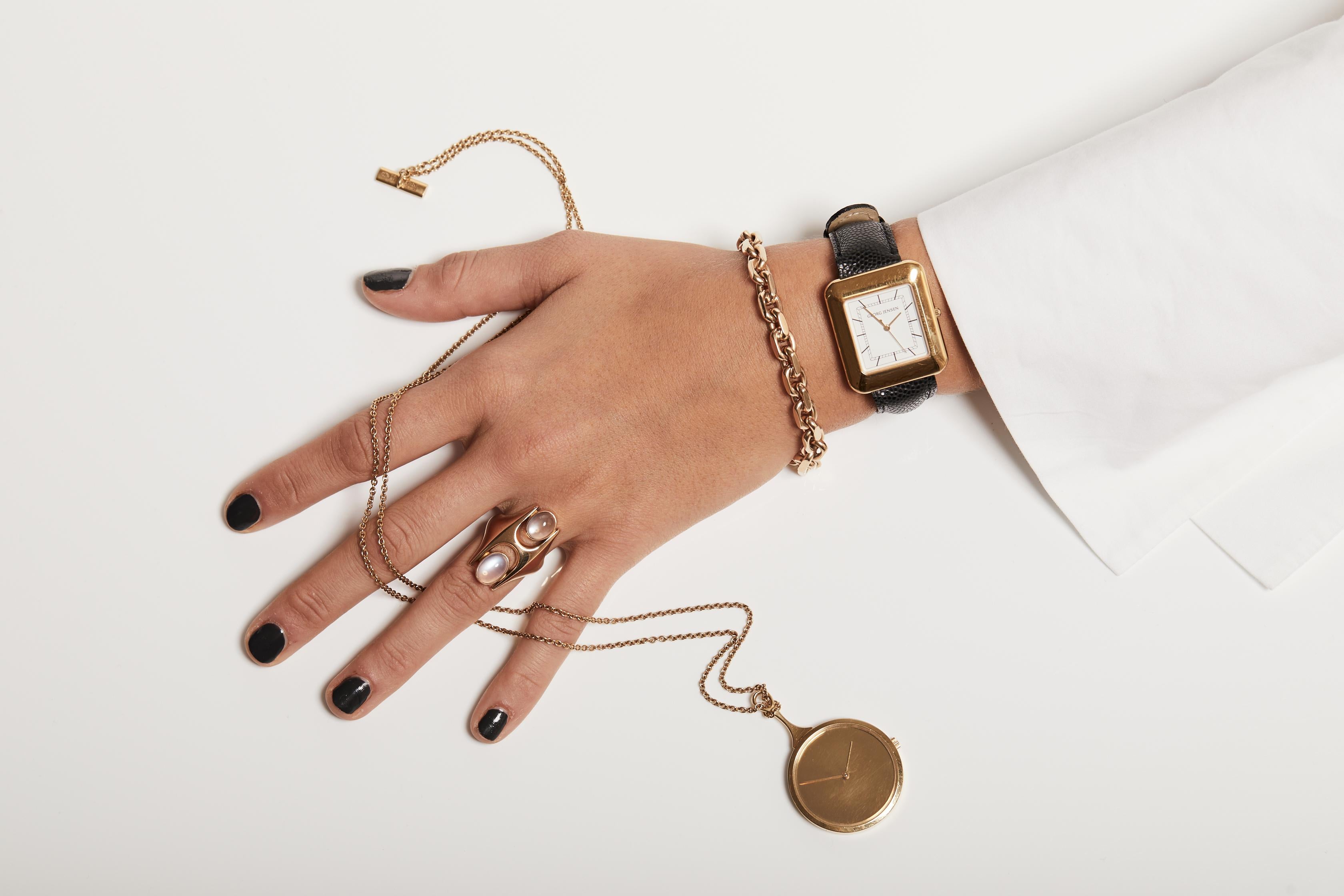 Modernist Georg Jensen 18 Karat Gold Pendant Watch Designed by Vivianna Torun Bulow-Hube For Sale