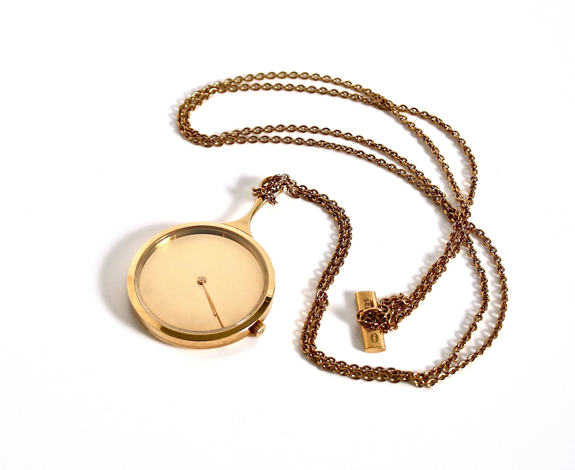 Cabochon Georg Jensen 18 Karat Gold Pendant Watch Designed by Vivianna Torun Bulow-Hube For Sale