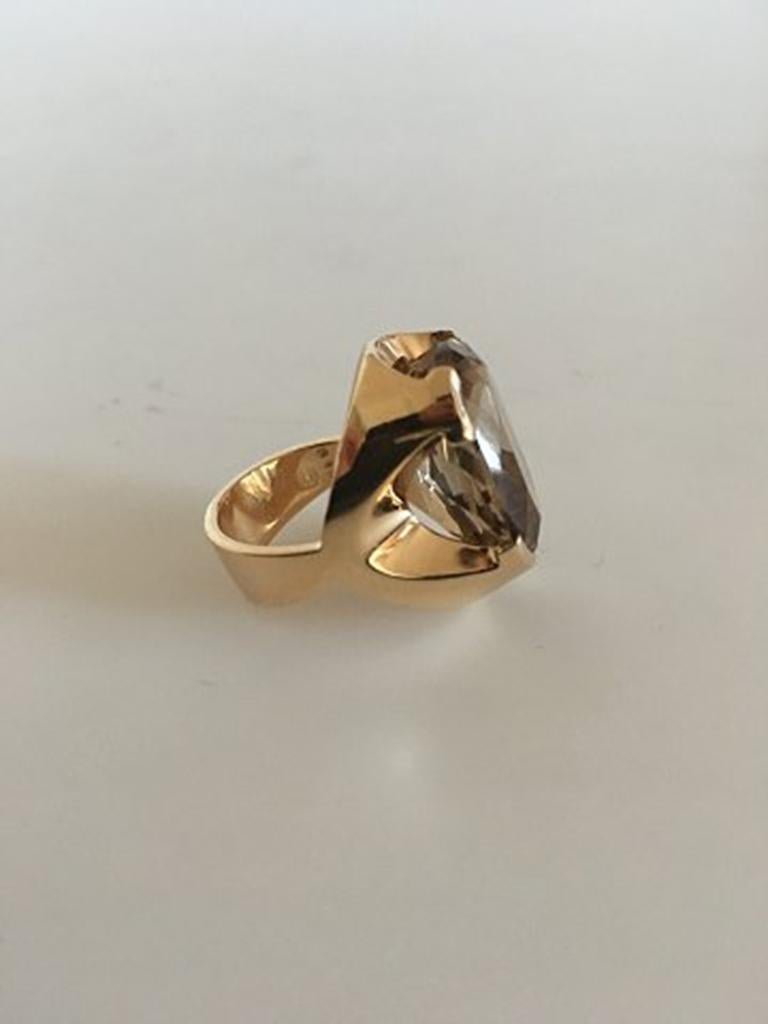 Georg Jensen 18K Gold Ring No 812 with Quartz. Ring Size 50 / US 5. Weighs 12.6 g / 0.44 oz. From after 1945.
