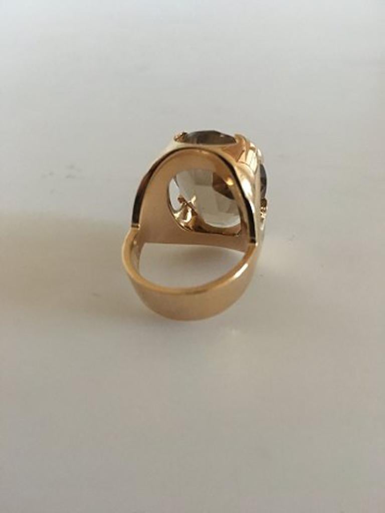 Art Nouveau Georg Jensen 18 Karat Gold Ring No 812 with Quartz