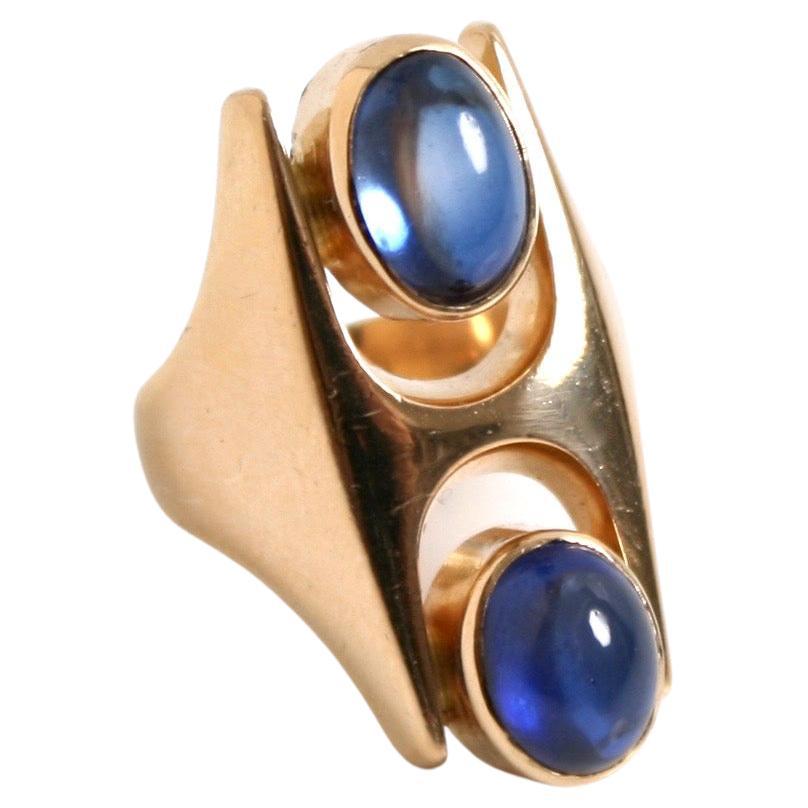 Georg Jensen 18 Karat Gold & Sapphire Ring by Henning Koppel For Sale