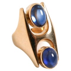 Anello Georg Jensen in oro 18 carati e zaffiro di Henning Koppel