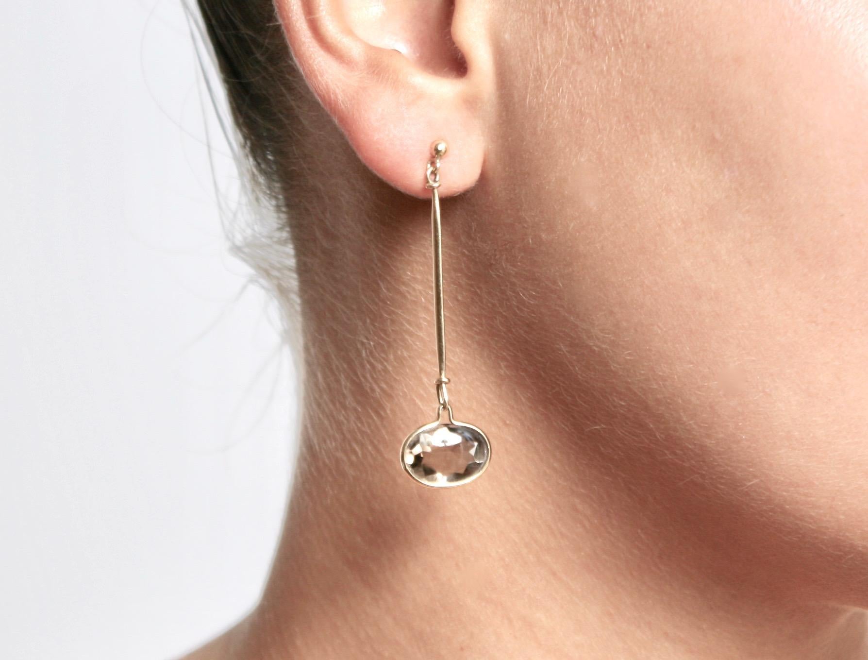 Georg Jensen 18 karat  Gold & Smokey Quartz Earrings designed by Vivianna Torun  In Good Condition For Sale In London, GB