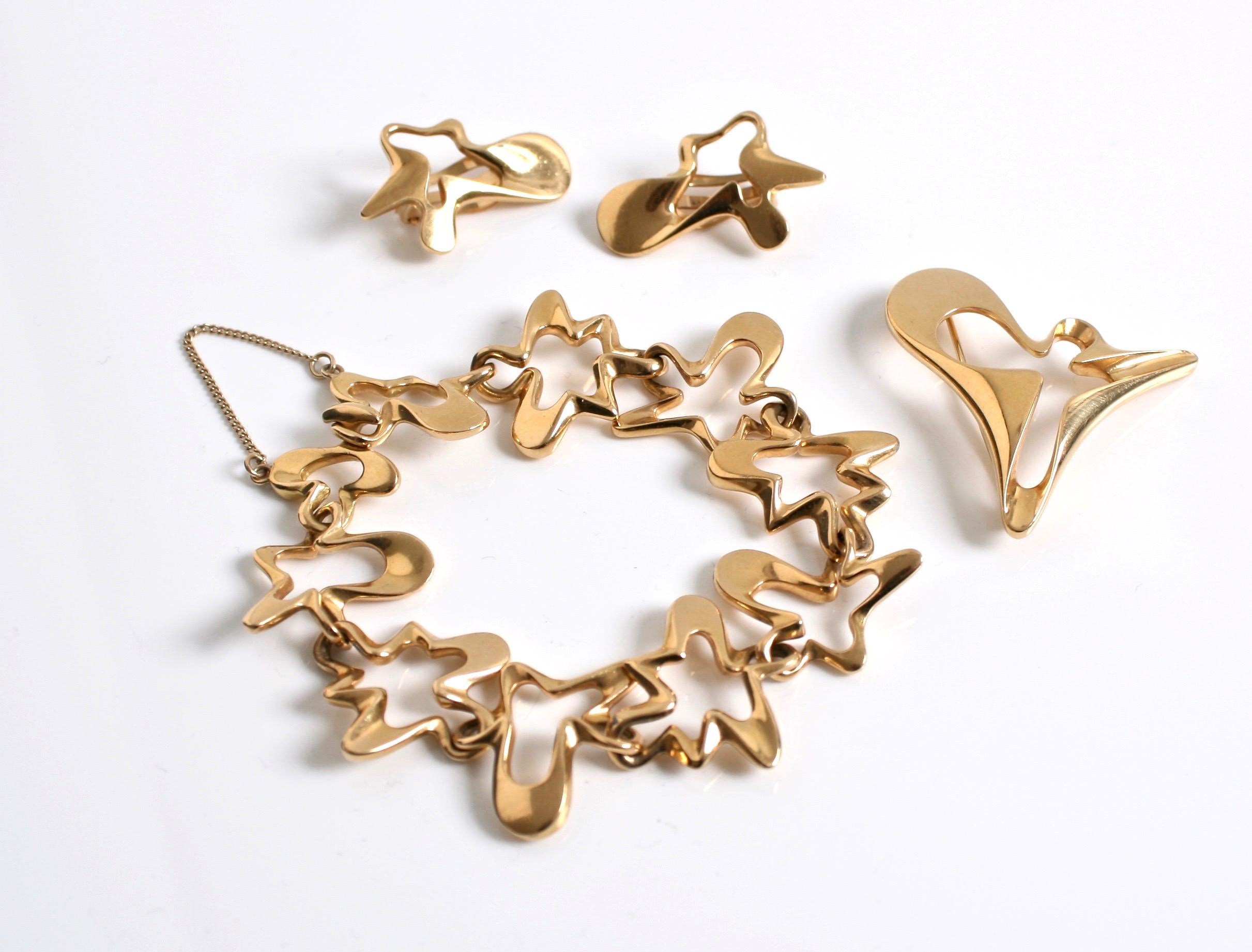 Georg Jensen: 18 Karat Gold Ohrringe „Splash“ „Splash“, entworfen von Henning Koppel (Modernistisch) im Angebot