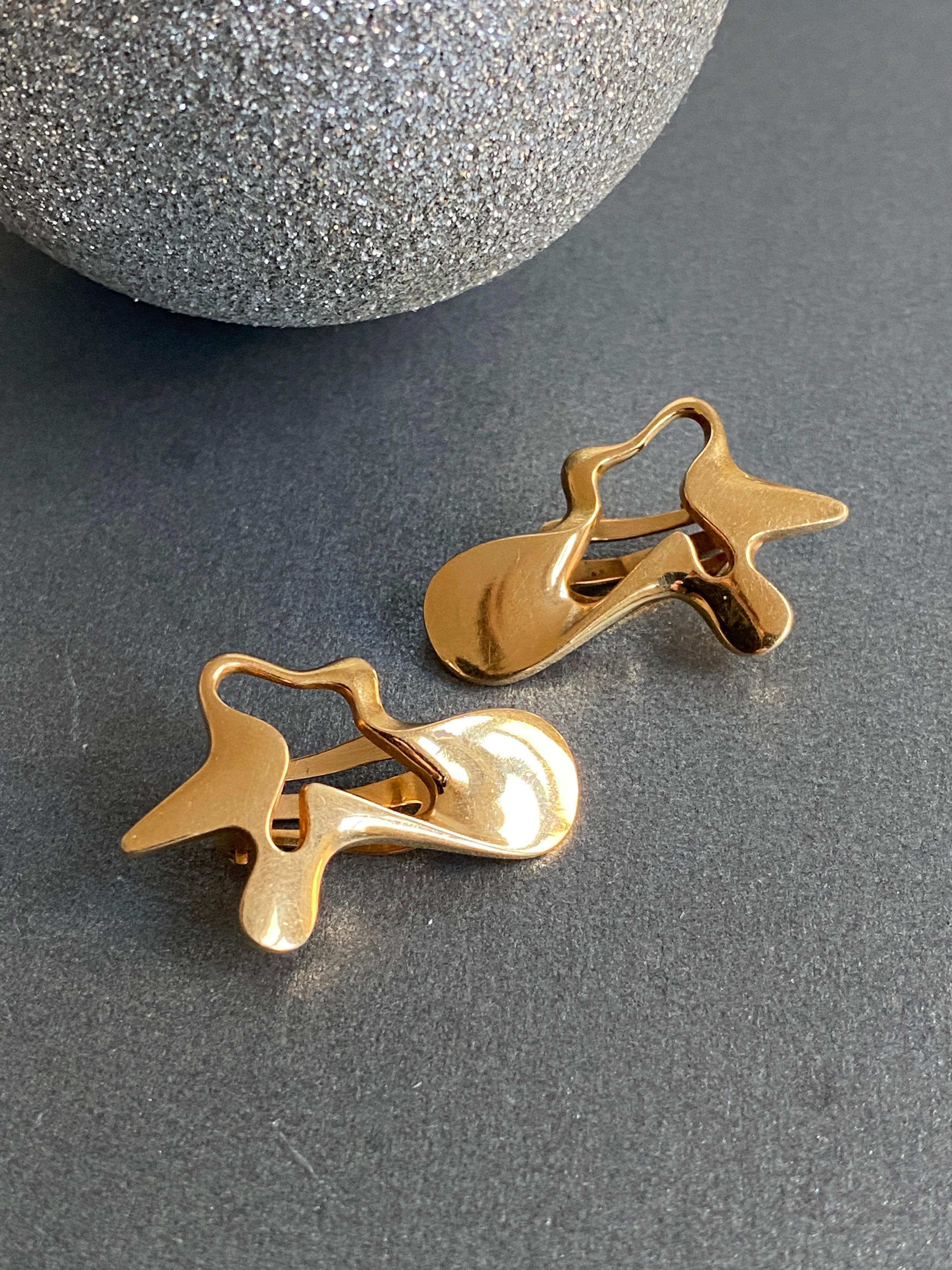 Georg Jensen: 18 Karat Gold Ohrringe „Splash“ „Splash“, entworfen von Henning Koppel Damen im Angebot