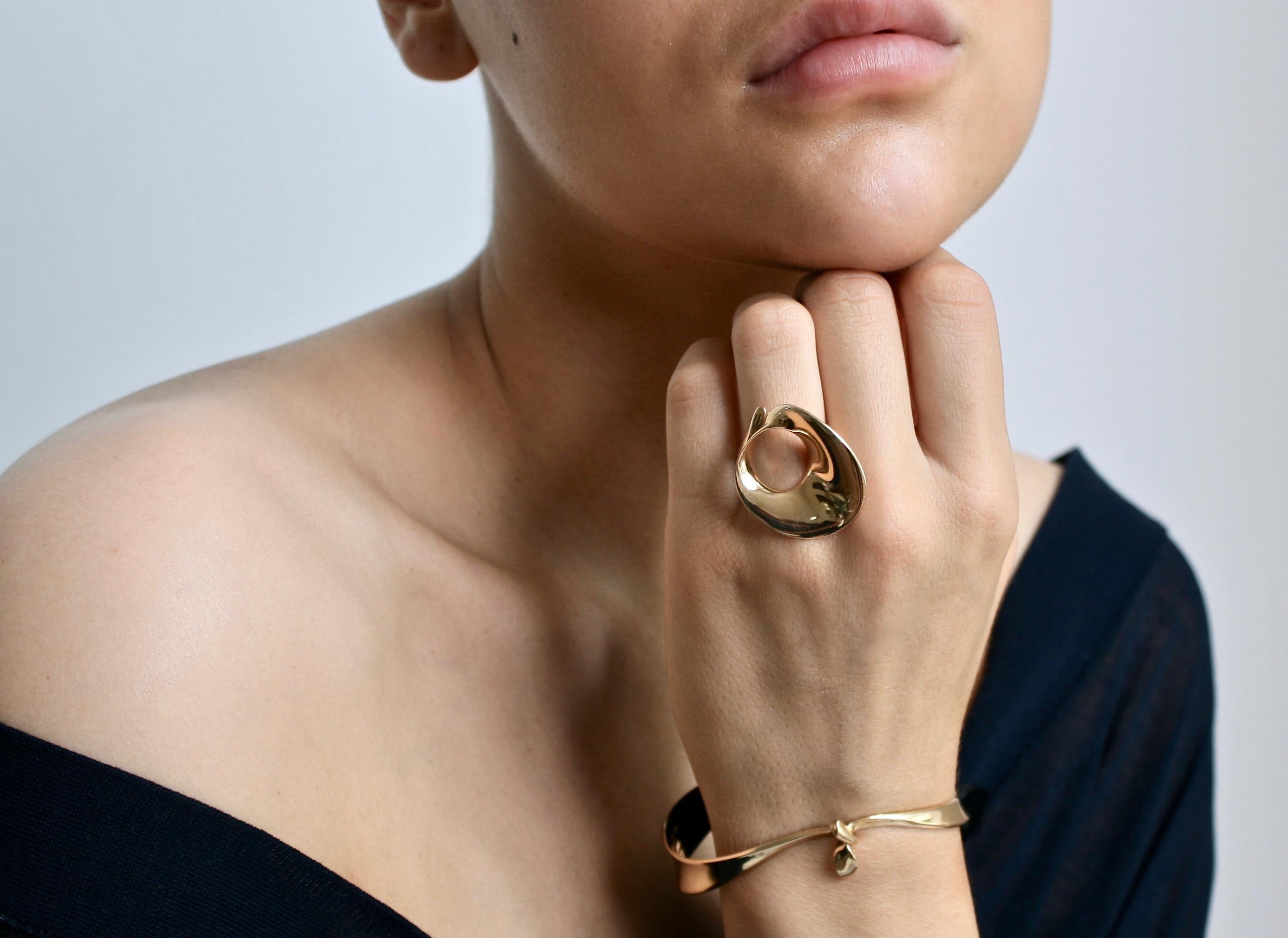 Modernist Georg Jensen 18 Karat Gold Torun Bracelet For Sale