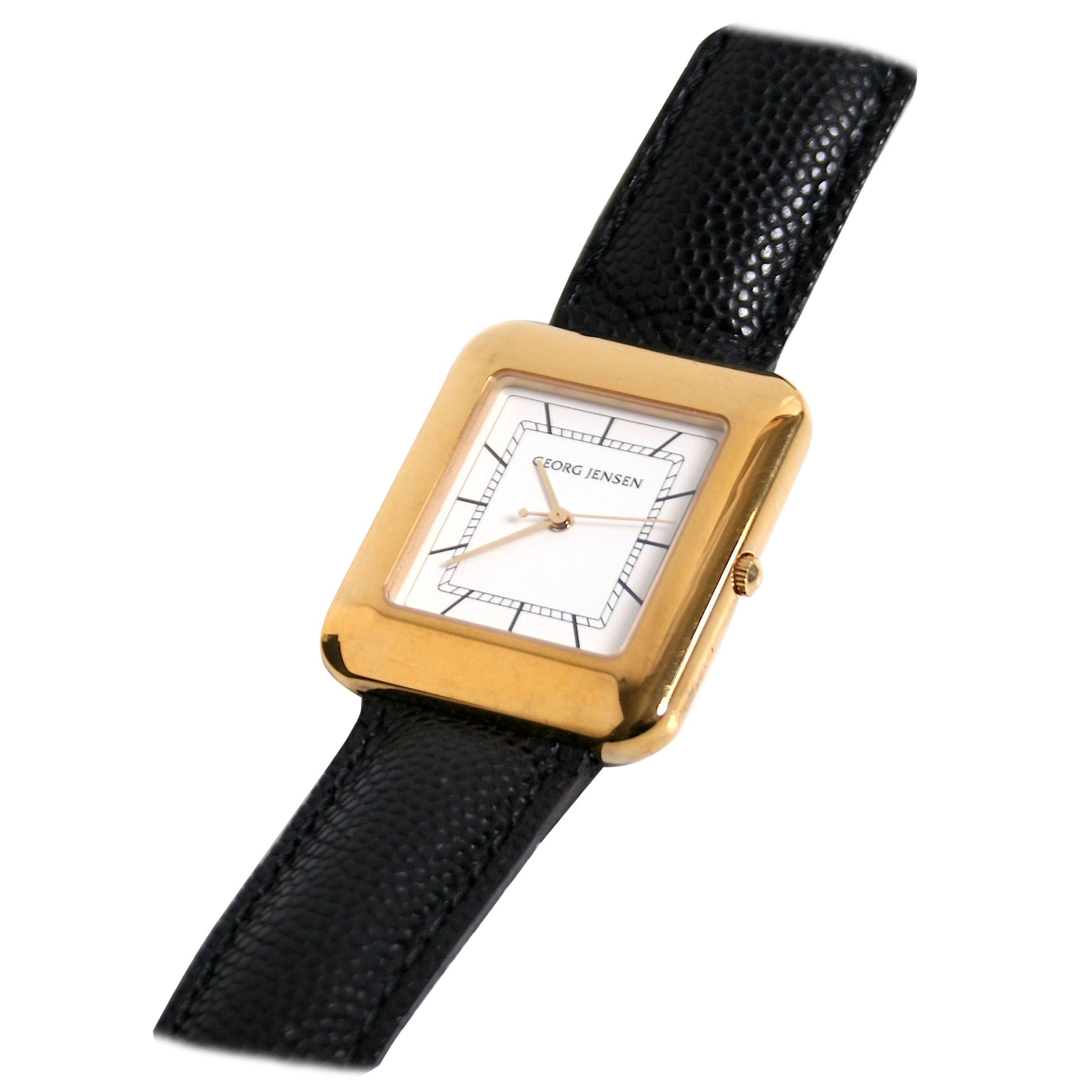 Georg Jensen 18 Karat Gold Vermeil Watch Designed by Lene Munth For Sale