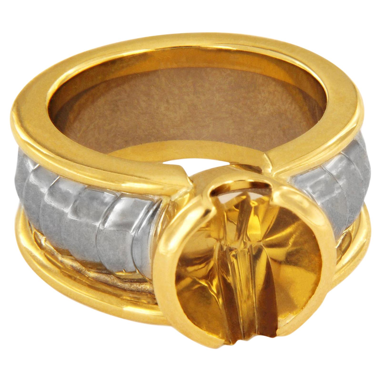 Georg Jensen 18 Karat Two-Tone Gold Citrine Ring