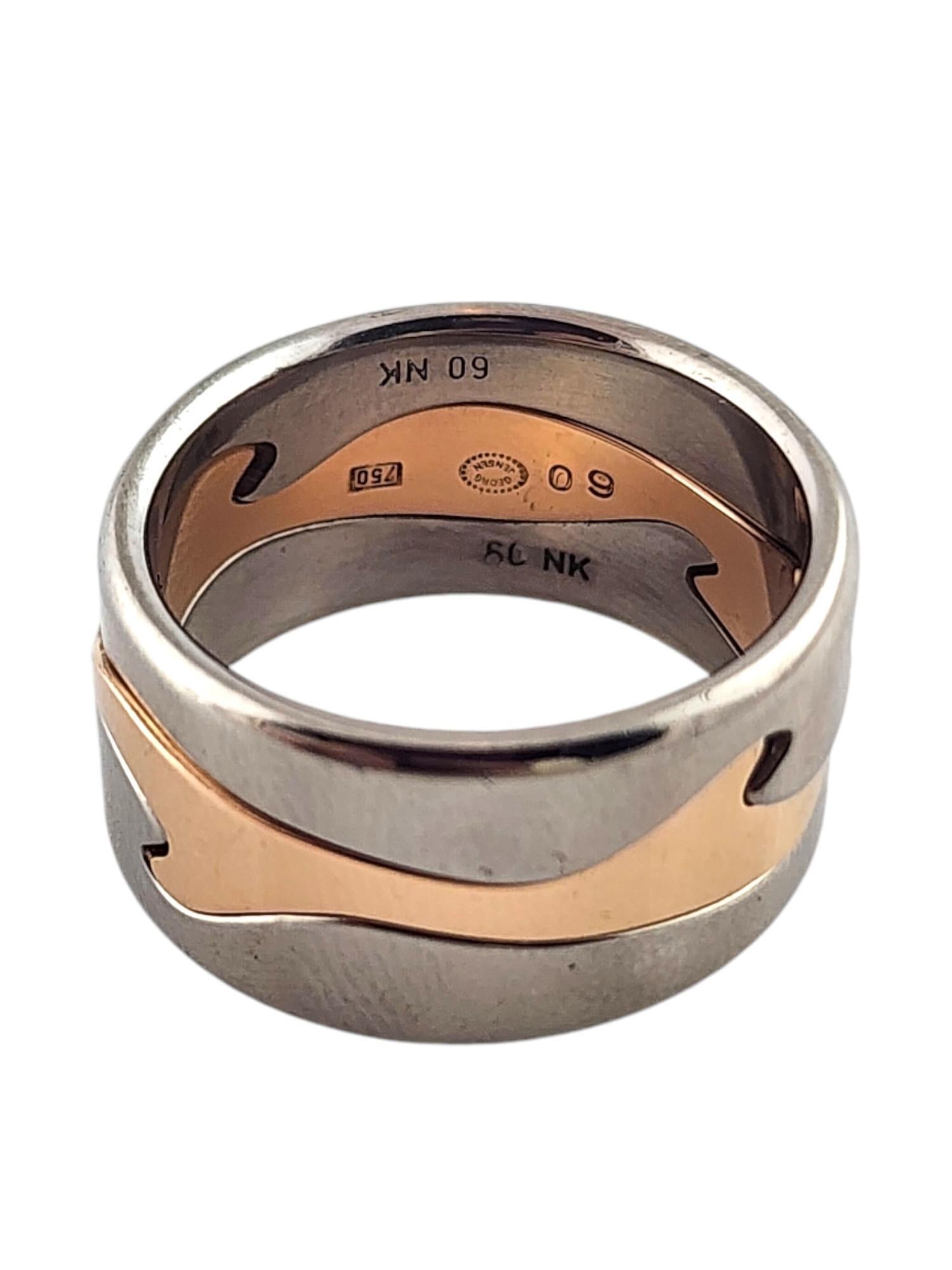 Georg Jensen 18 Karat White & Rose Gold 3 Piece Fusion Ring Size 9.75 #19227 In Good Condition In Washington Depot, CT