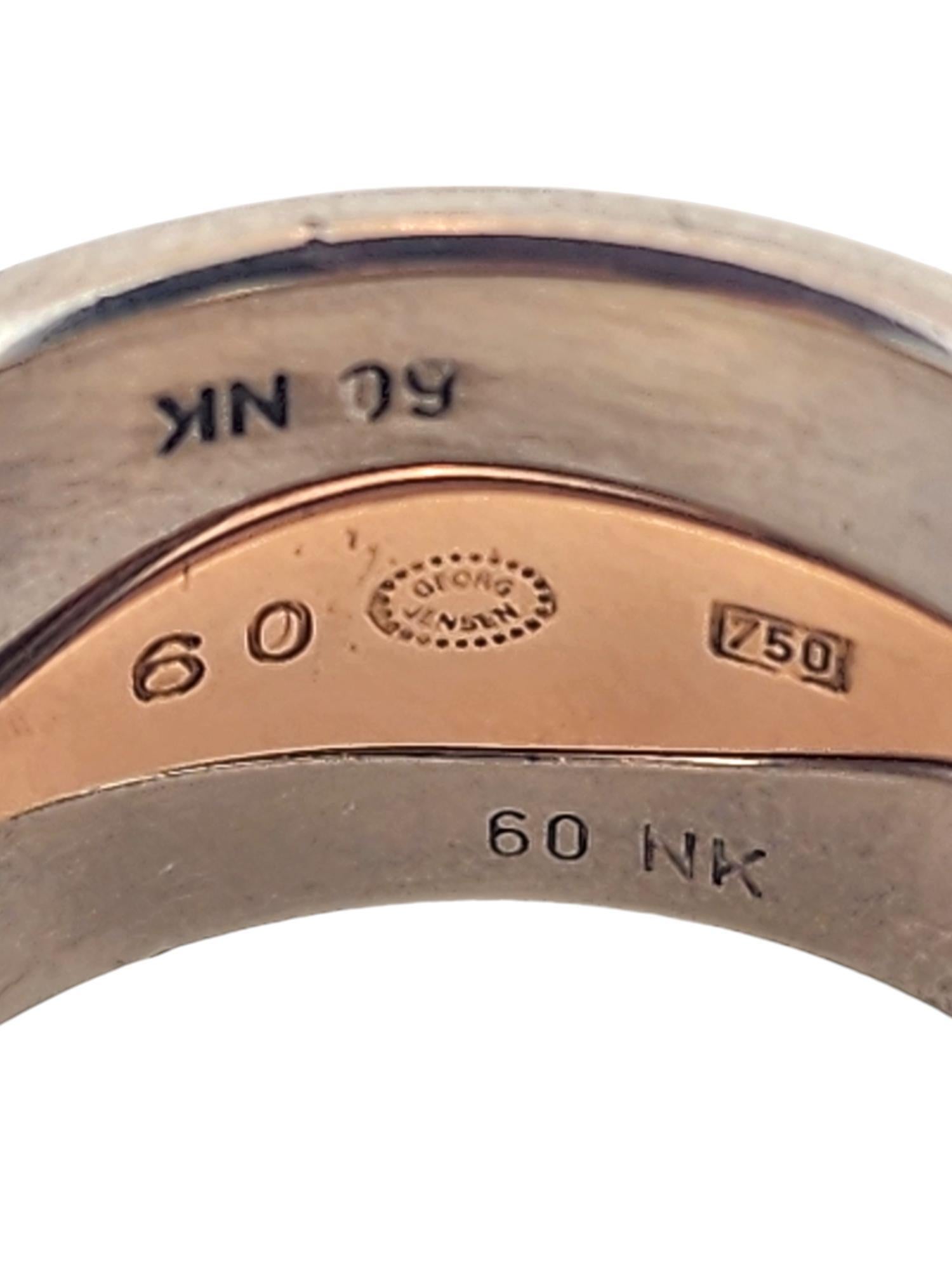 Georg Jensen 18 Karat White & Rose Gold 3 Piece Fusion Ring Size 9.75 #19227 2