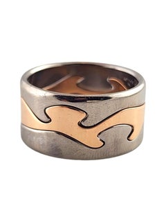 Georg Jensen 18 Karat White & Rose Gold 3 Piece Fusion Ring Size 9.75 #19227
