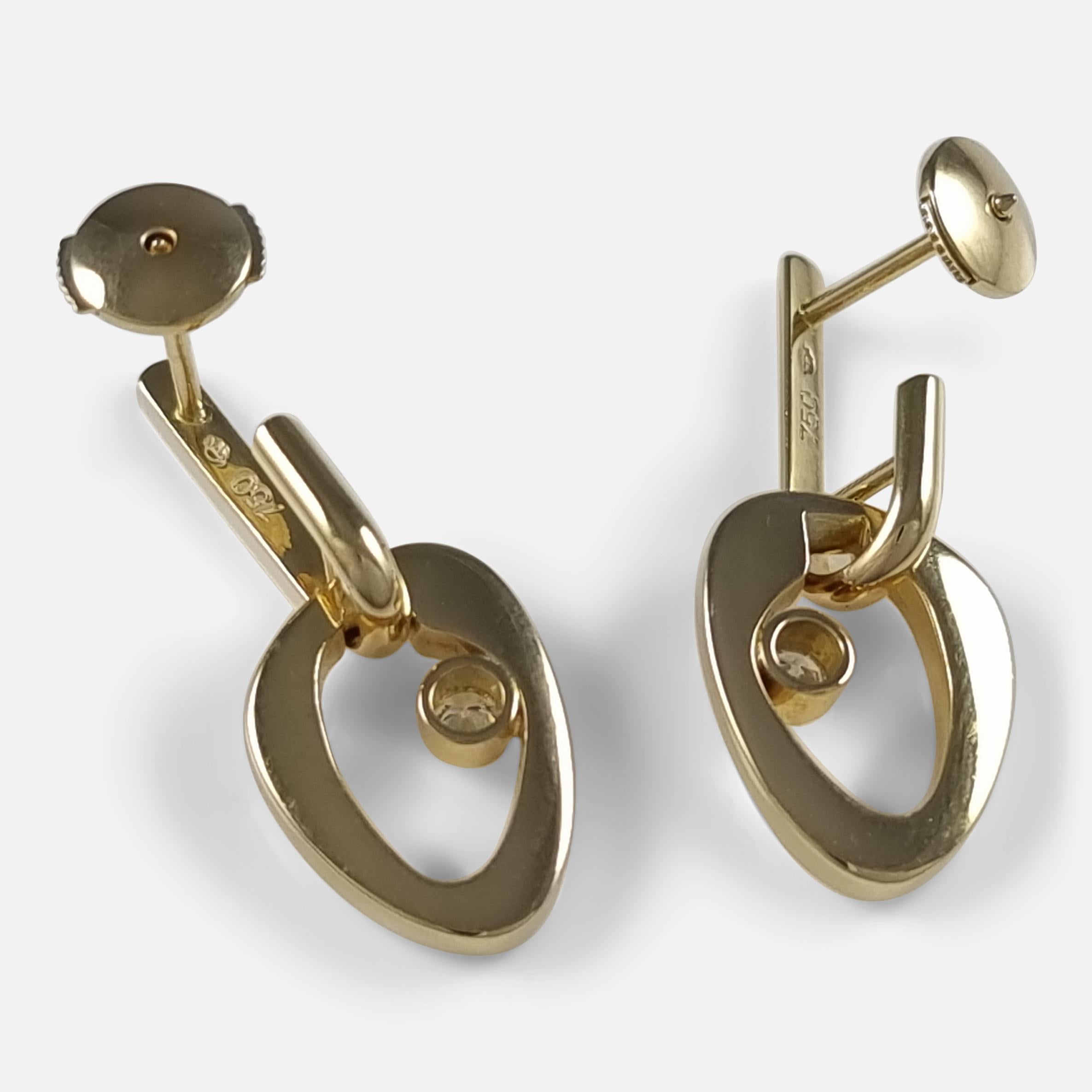Ohrringe aus 18 Karat Gold mit Diamanten von Georg Jensen im Zustand „Gut“ im Angebot in Glasgow, GB