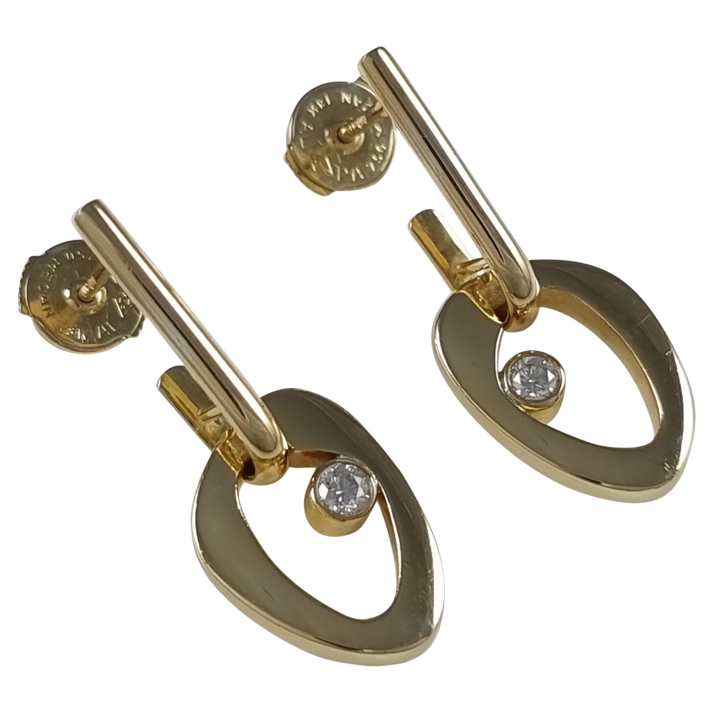 Ohrringe aus 18 Karat Gold mit Diamanten von Georg Jensen im Angebot
