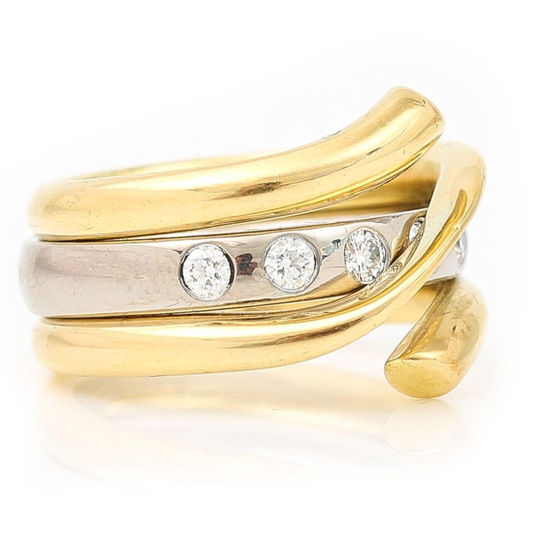 Georg Jensen 18 Karat Gold Diamant Magic Band Ring Größe 52 Circa 2010 im Zustand „Hervorragend“ im Angebot in Lancashire, Oldham