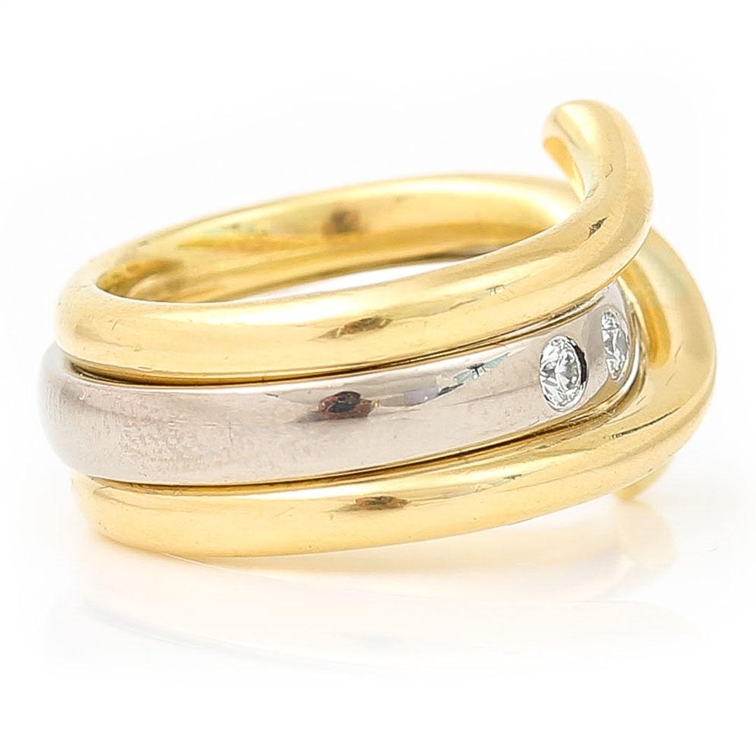 Georg Jensen 18ct Gold Diamond Magic Band Ring size 52 Circa 2010 In Excellent Condition For Sale In Lancashire, Oldham