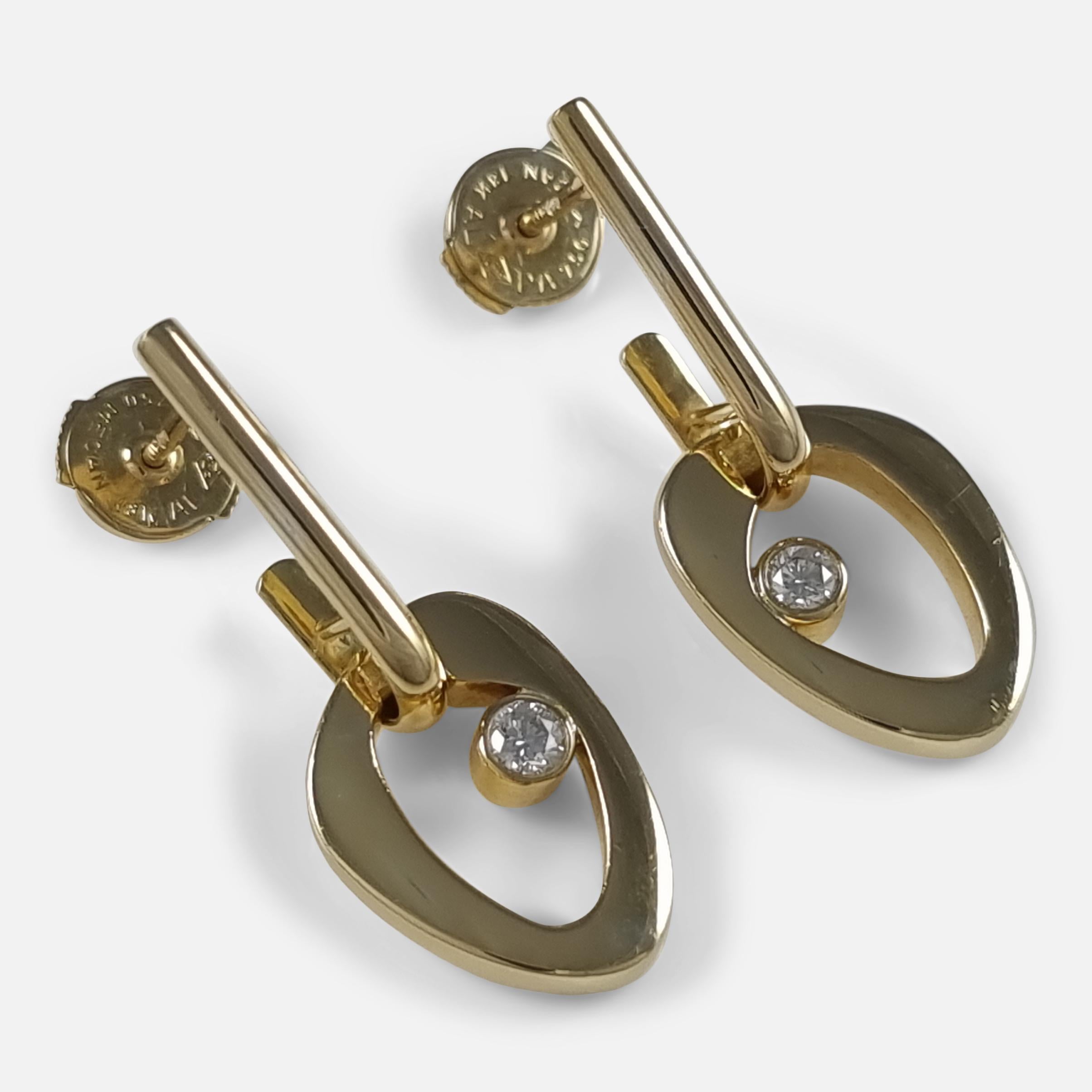 Georg Jensen 18ct Gold Diamond Pendant and Earrings Set For Sale 1