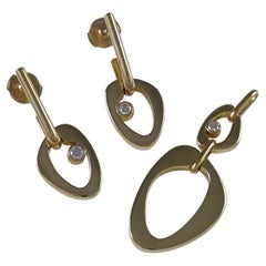 Georg Jensen 18ct Gold Diamond Pendant and Earrings Set