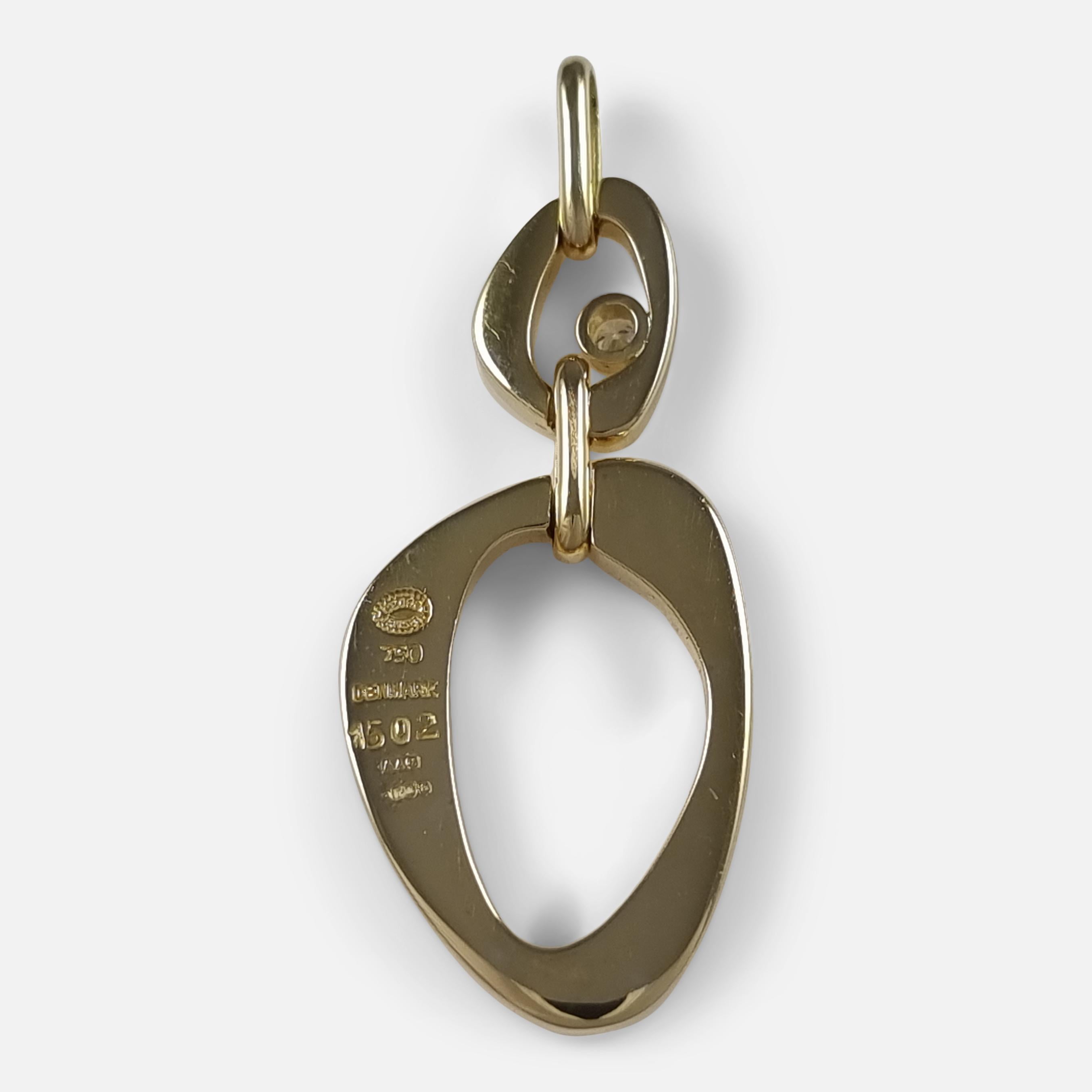 Georg Jensen 18ct Gold Diamond Pendant In Good Condition For Sale In Glasgow, GB