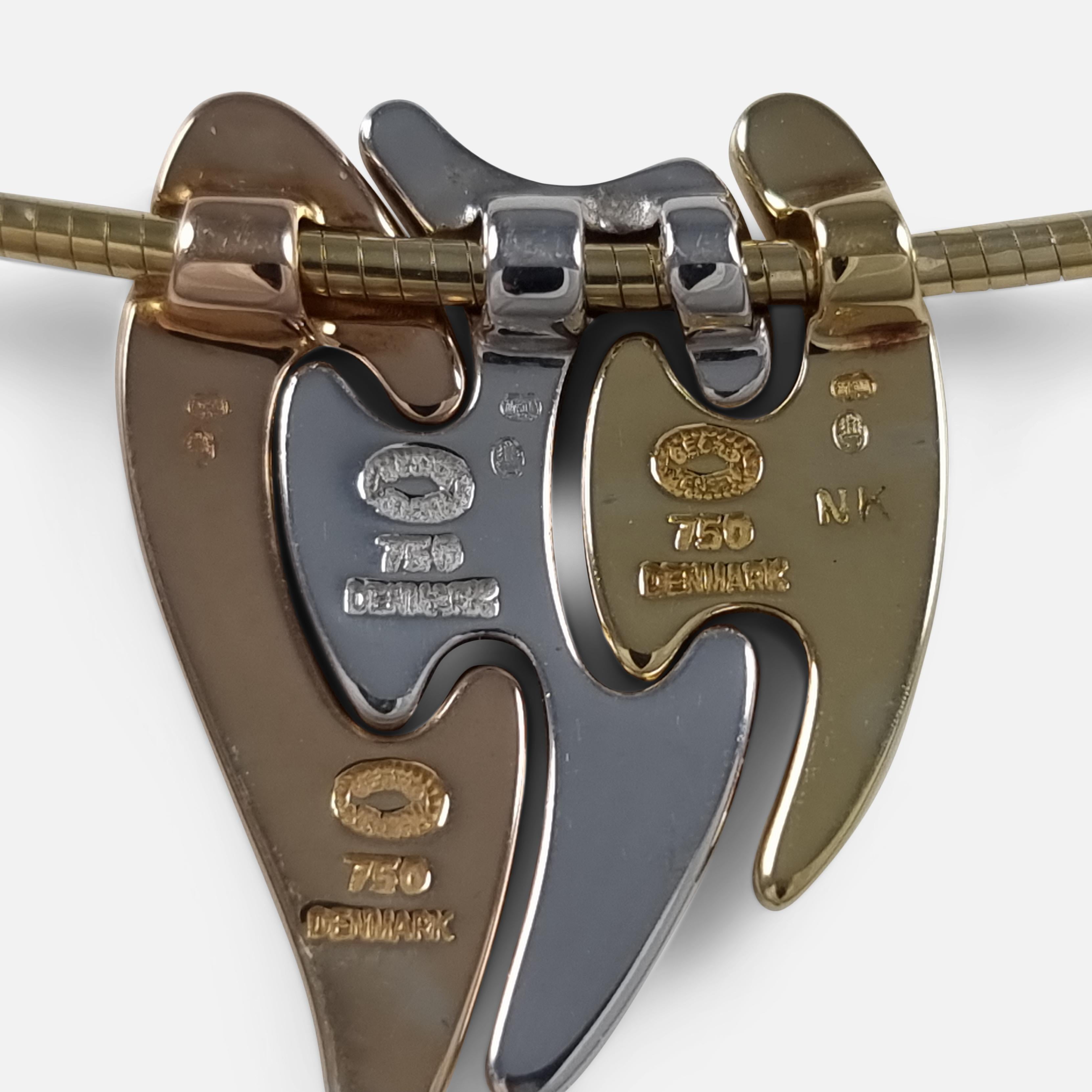 Georg Jensen 18ct Gold Fusion Pendant Necklace For Sale 6
