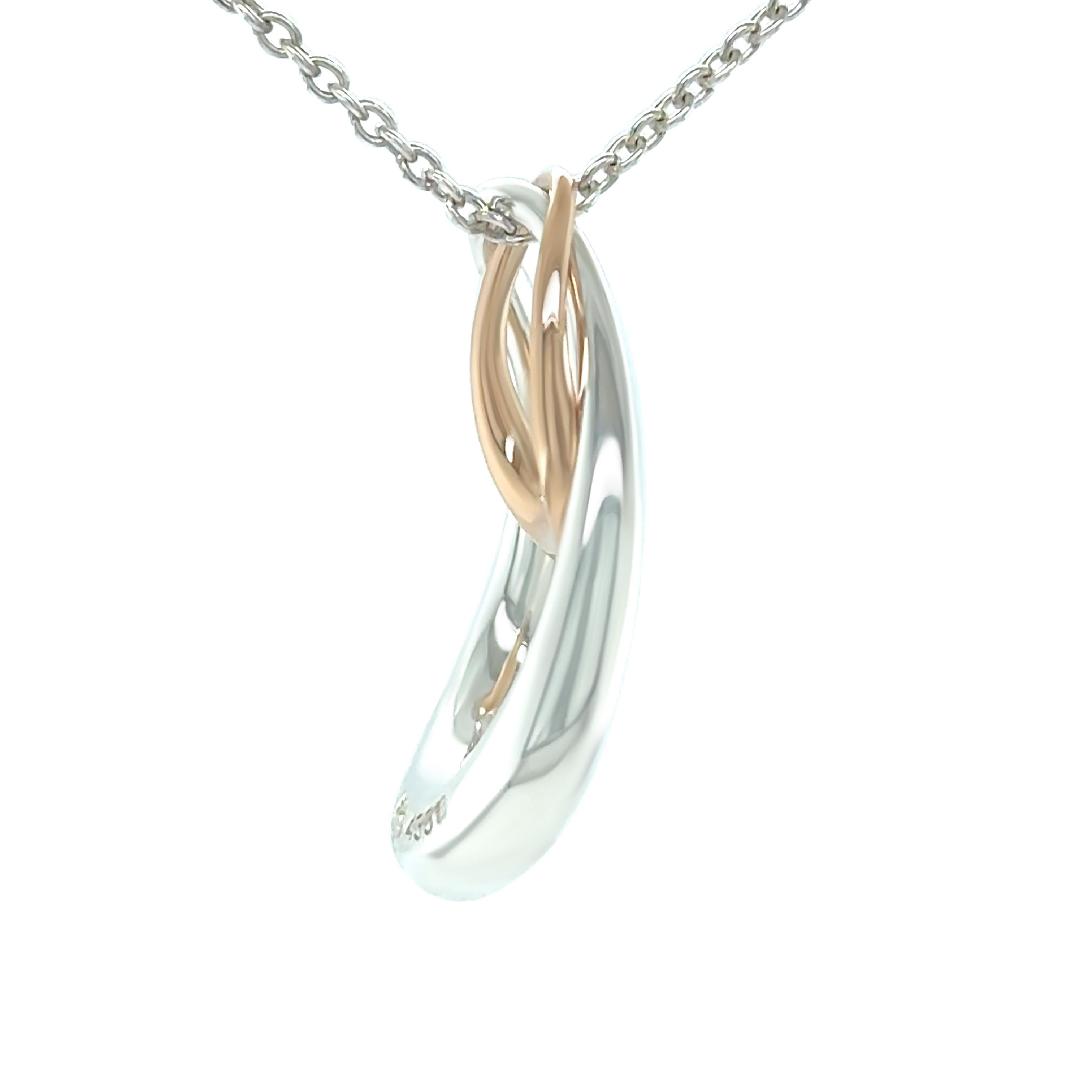 Georg Jensen Collana Offspring in oro rosa 18ct e argento sterling 6,22g In condizioni ottime a SYDNEY, NSW