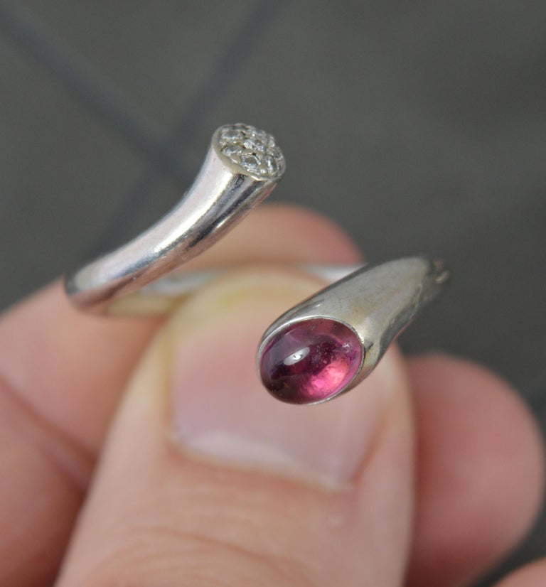 Georg Jensen 18ct White Gold Tourmaline Diamond Torque Rings 1263