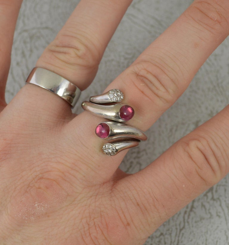 Georg Jensen 18ct White Gold Tourmaline Diamond Torque Rings 1263