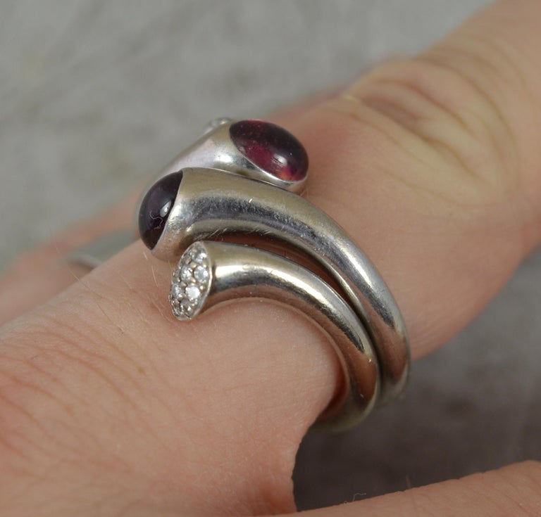 Georg Jensen 18ct White Gold Tourmaline Diamond Torque Rings 1263