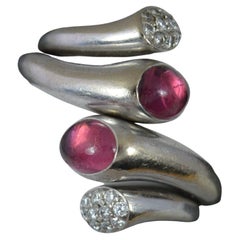 Georg Jensen Bagues torchères en or blanc 18 carats avec tourmaline et diamants, 1263 Carnival