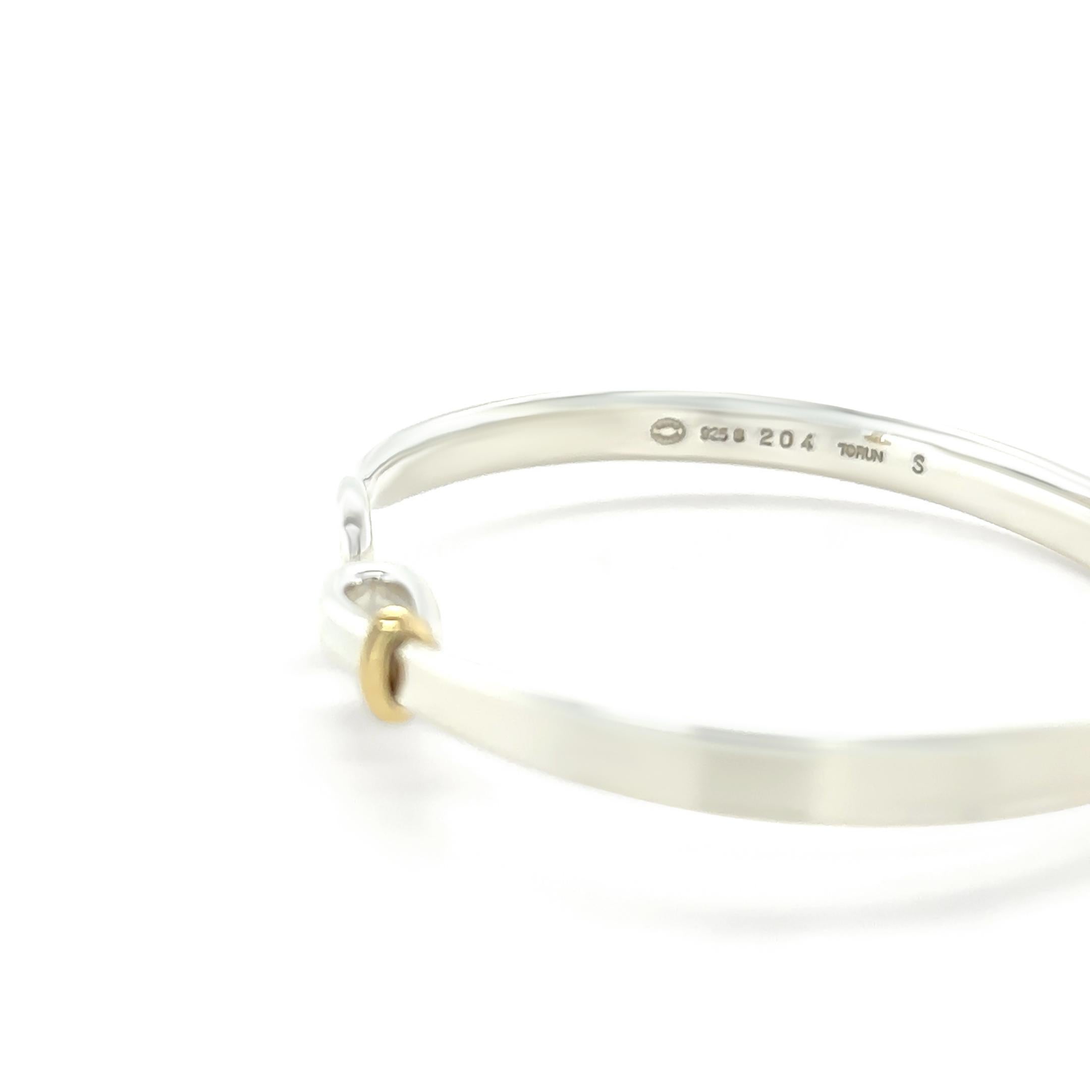 Georg Jensen Bracelet Torun en or jaune 18ct et argent sterling 15g en vente 2