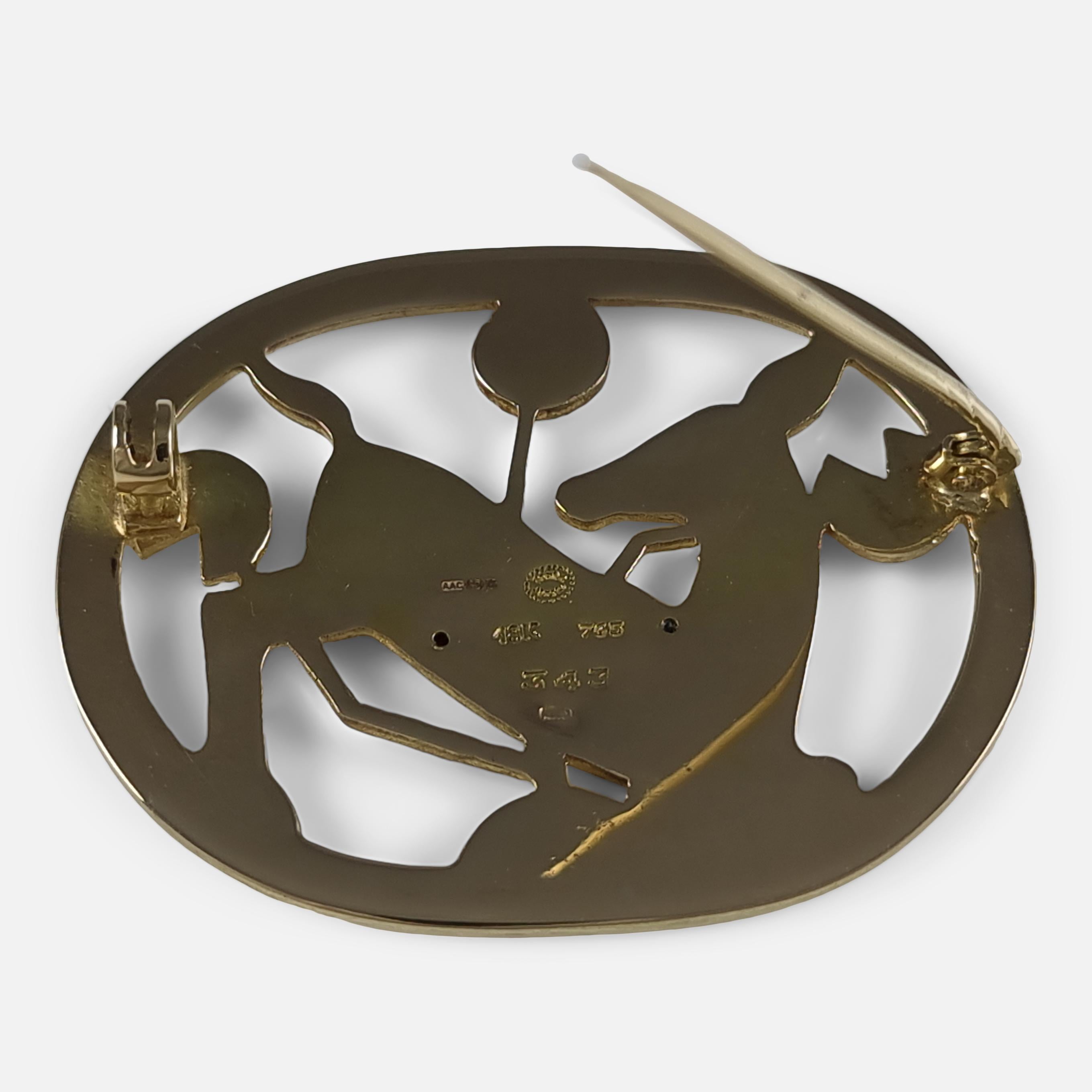 Georg Jensen 18ct Yellow Gold Brooch #343, Circa 1940s For Sale 8