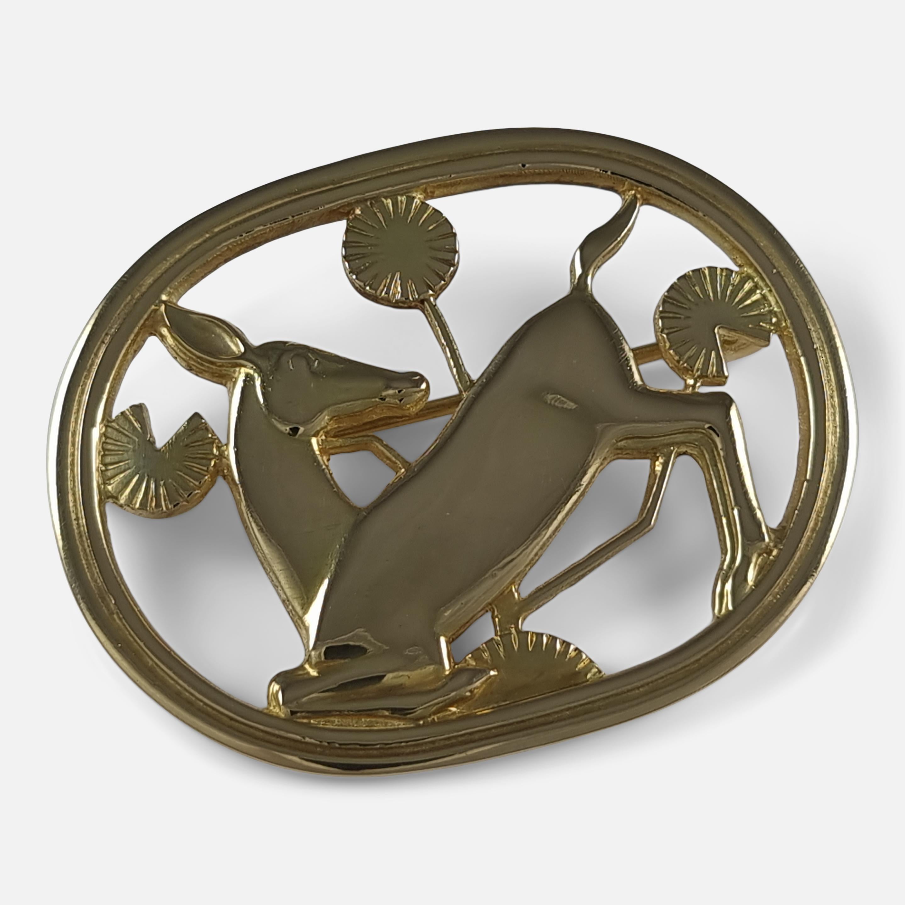 Georg Jensen 18ct Yellow Gold Brooch #343, Circa 1940s For Sale 10