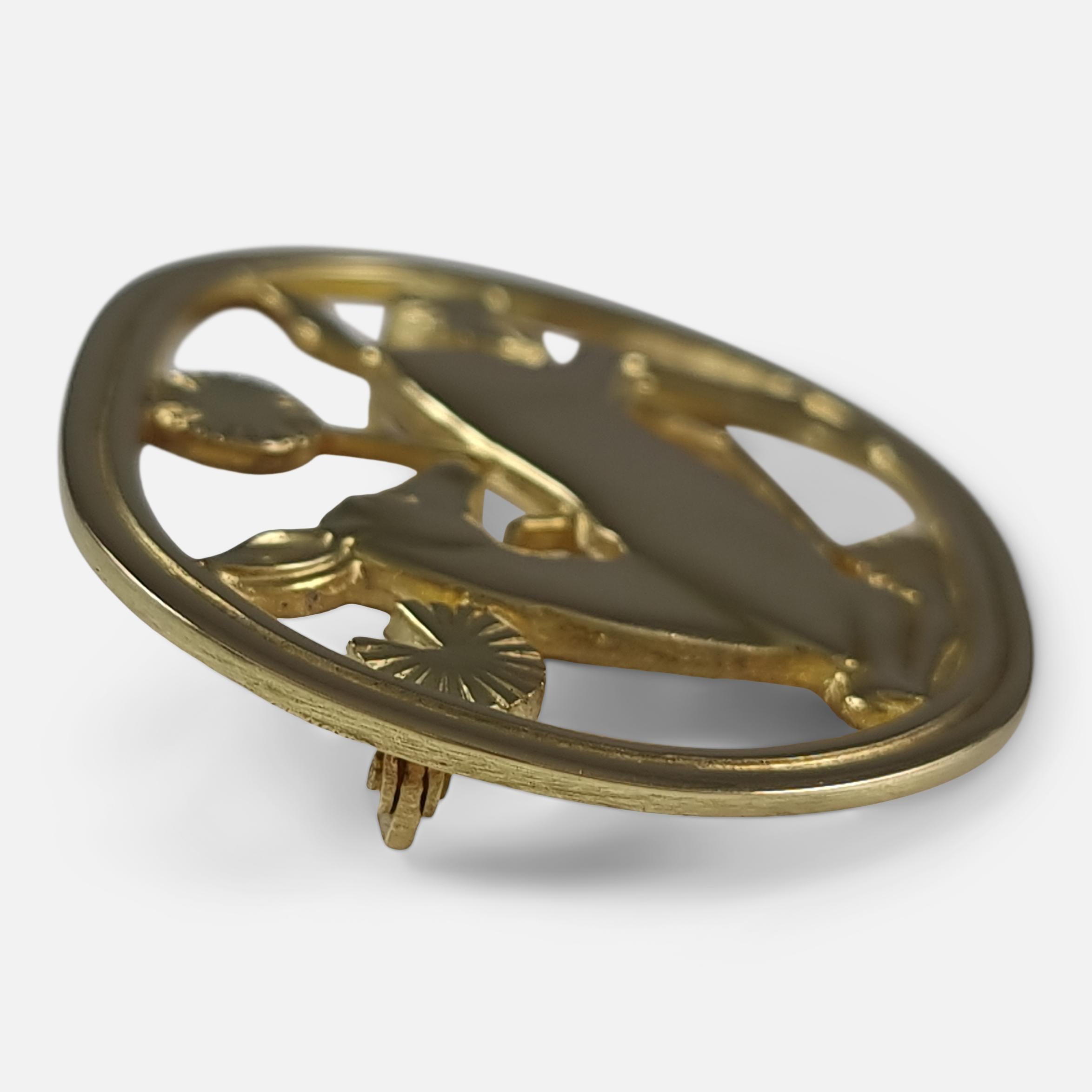 Georg Jensen 18ct Yellow Gold Brooch #343, Circa 1940s For Sale 1