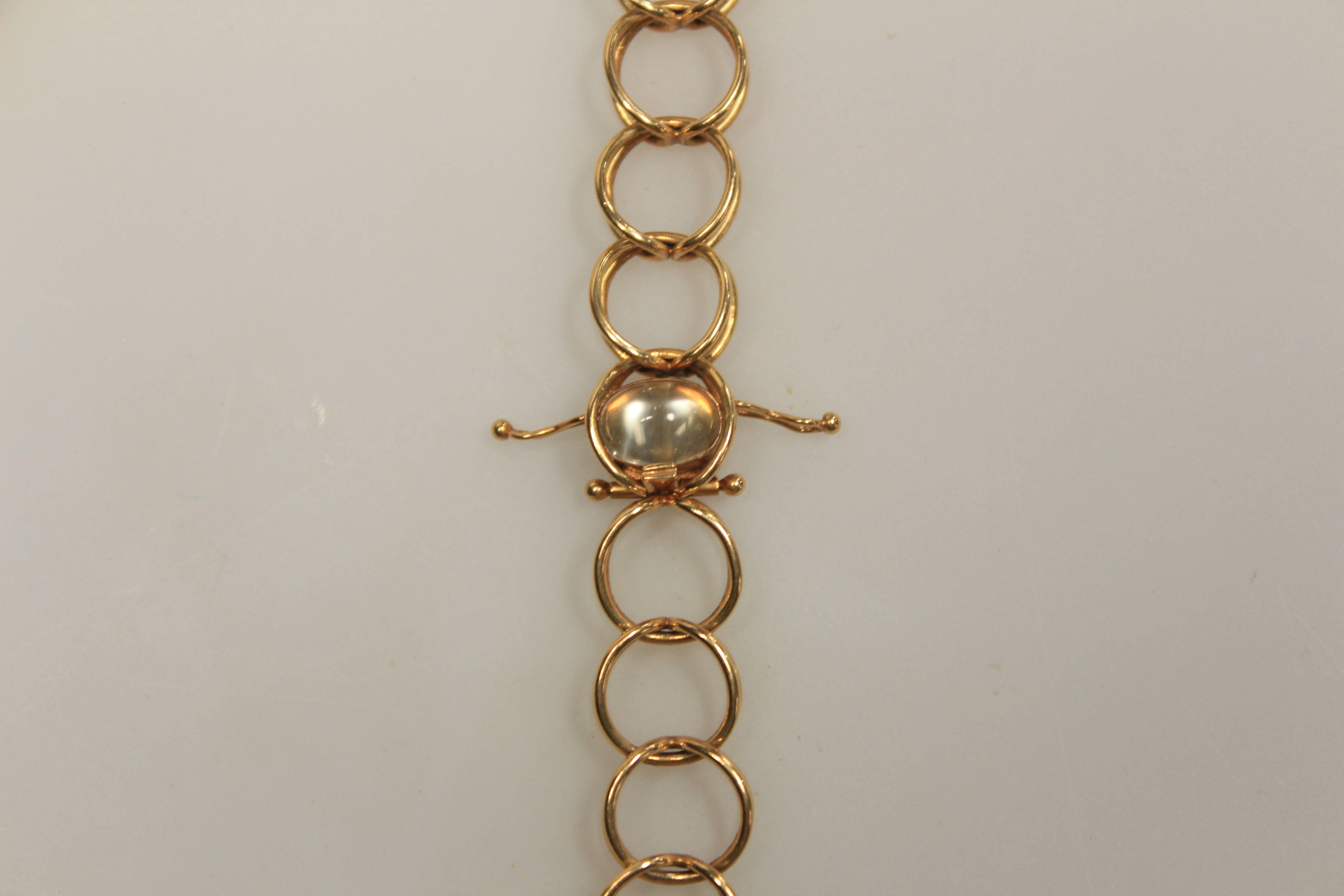 Georg Jensen 18K Gold and Moonstone Necklace & Bracelet Designed by Axel Jensen For Sale 5