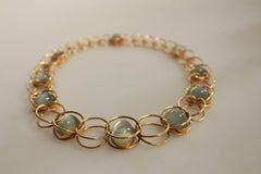 Georg Jensen 18K Gold and Moonstone Necklace & Bracelet Designed by Axel Jensen
