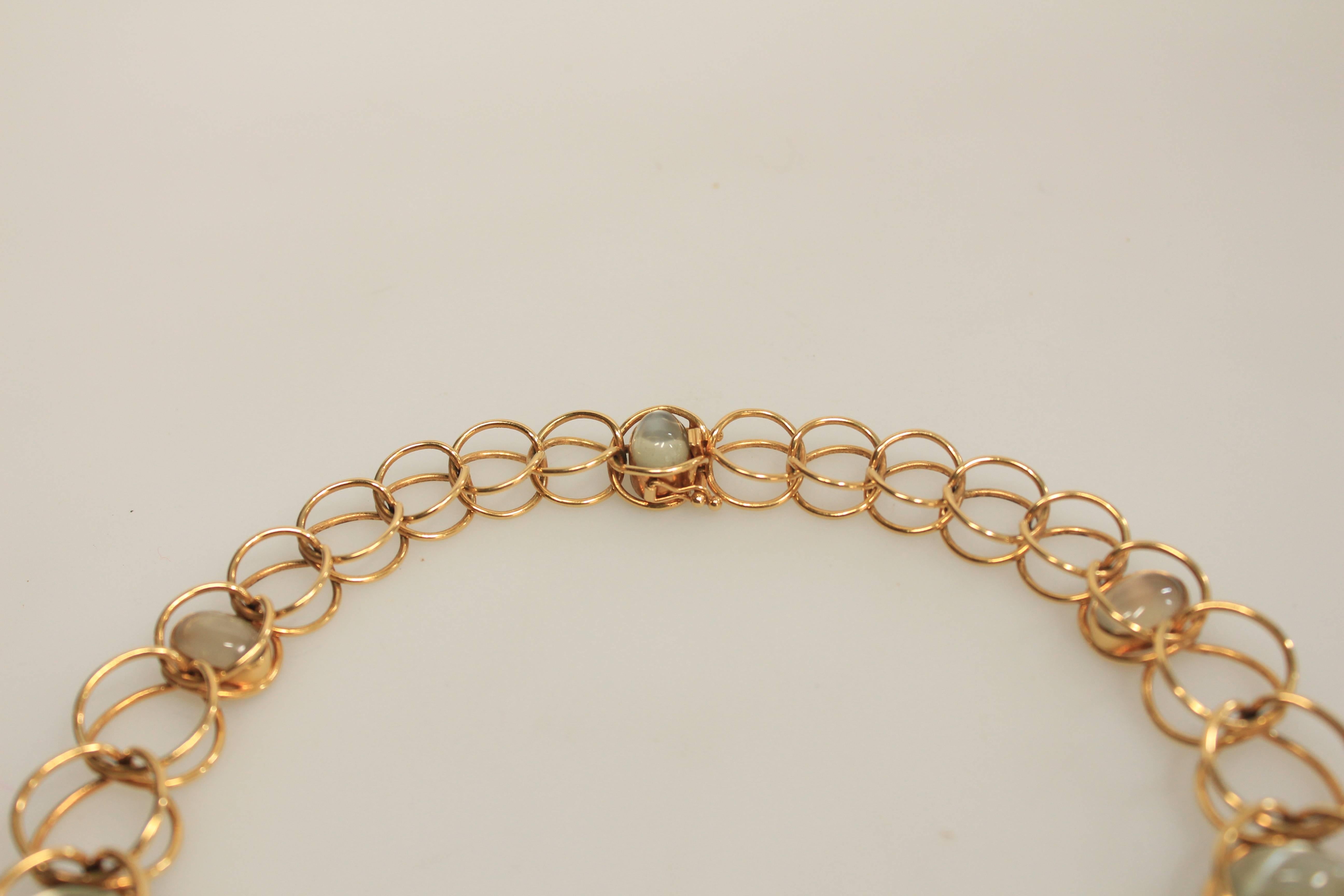 Georg Jensen 18K Gold and Moonstone Necklace & Bracelet Designed by Axel Jensen For Sale 4