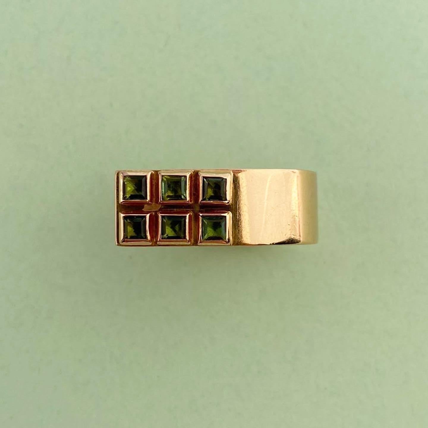 Square Cut Georg Jensen 18k Gold and Tourmaline Ring