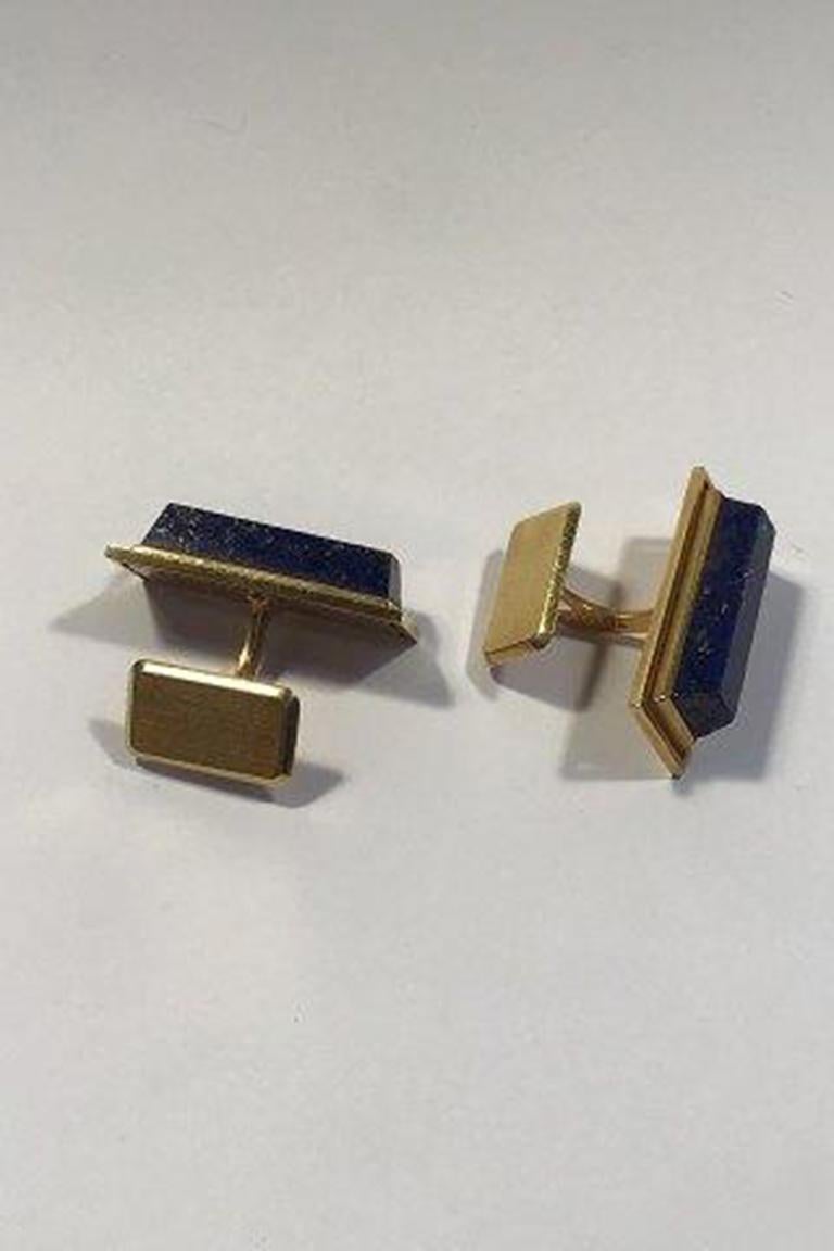 Georg Jensen 18K Gold Cufflinks No 810 Lapis Lazuli 

Measures 3 cm x 1.1 cm(1 3/16 in x ½ in) Combined weight 21.0 gr/0.74 oz